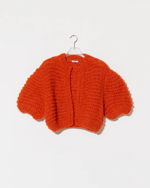 Fleecy Alpaca Puffy Short Sleeve Cardigan made by Maiami