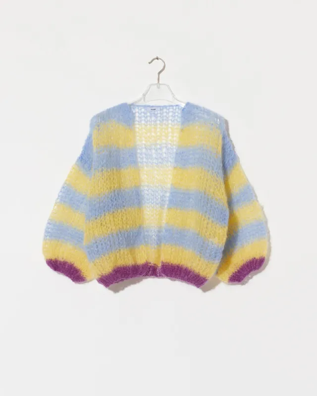 Mohair Light Bomber Cardigan with Stripes sold by Maiami