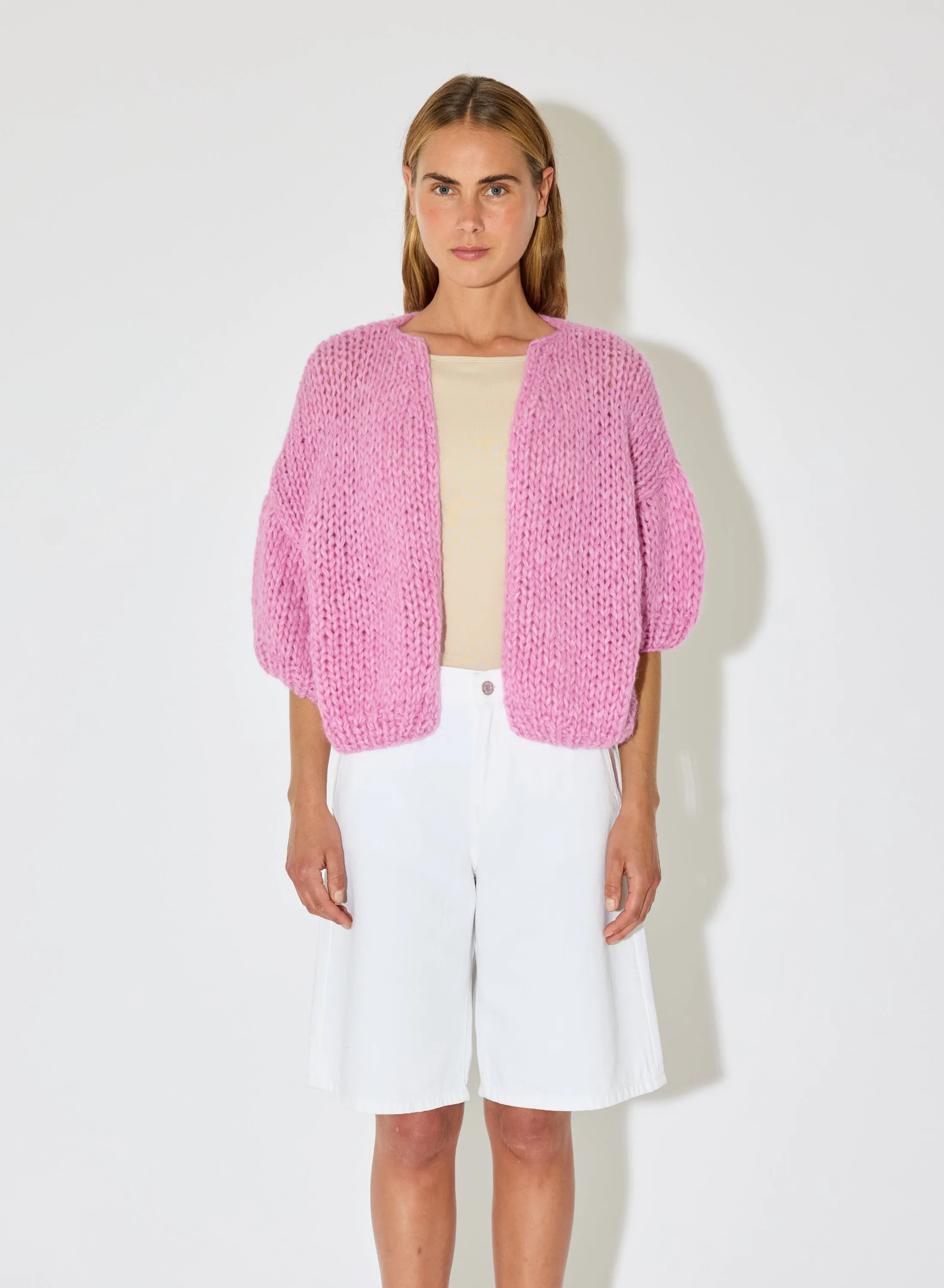 Alpaca Bomber Cardigan, Short Sleeves sold by Maiami