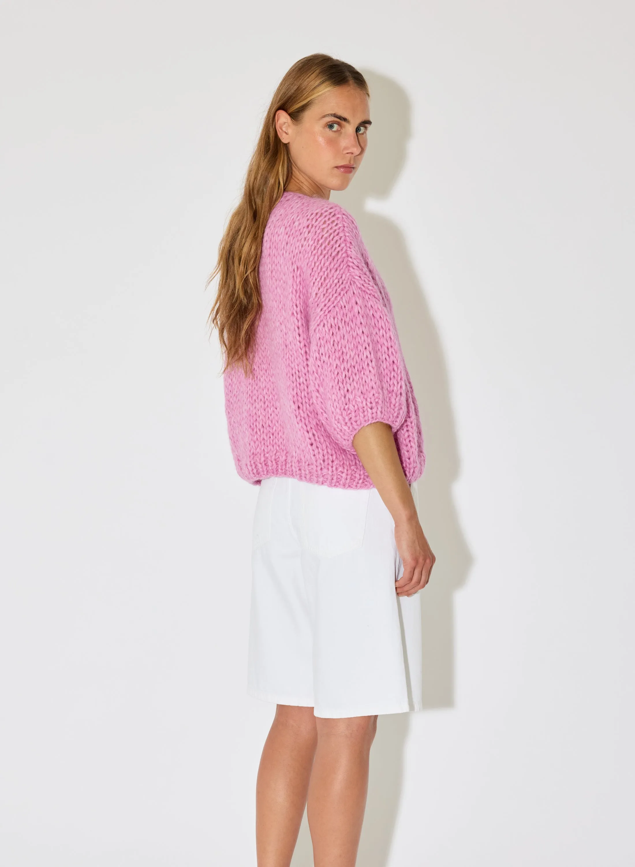 Alpaca Bomber Cardigan, Short Sleeves sold by Maiami product image thumbnail 3