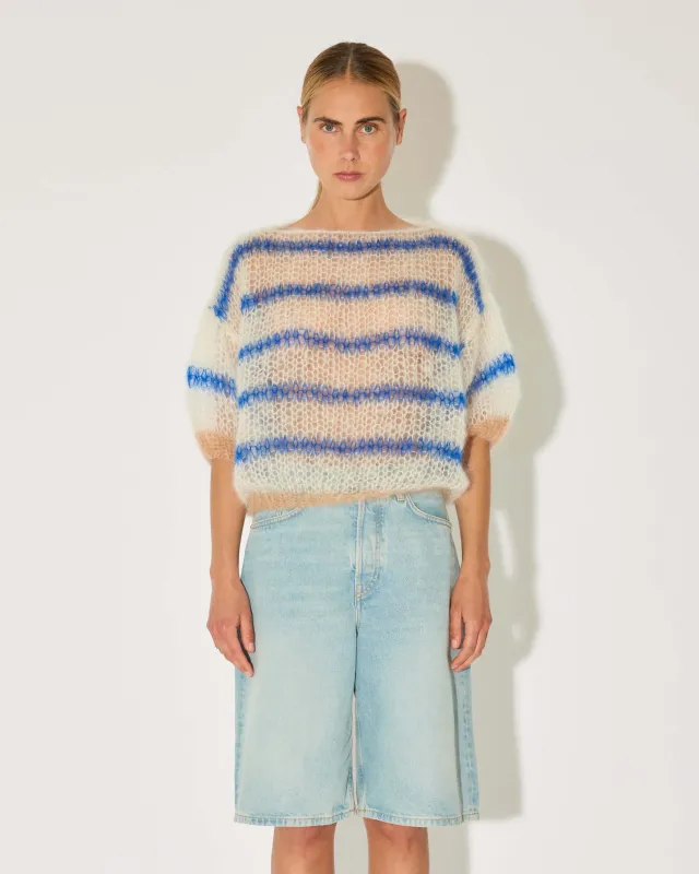 Mohair Stripes Light, Puffy Sleeves Top made by Maiami