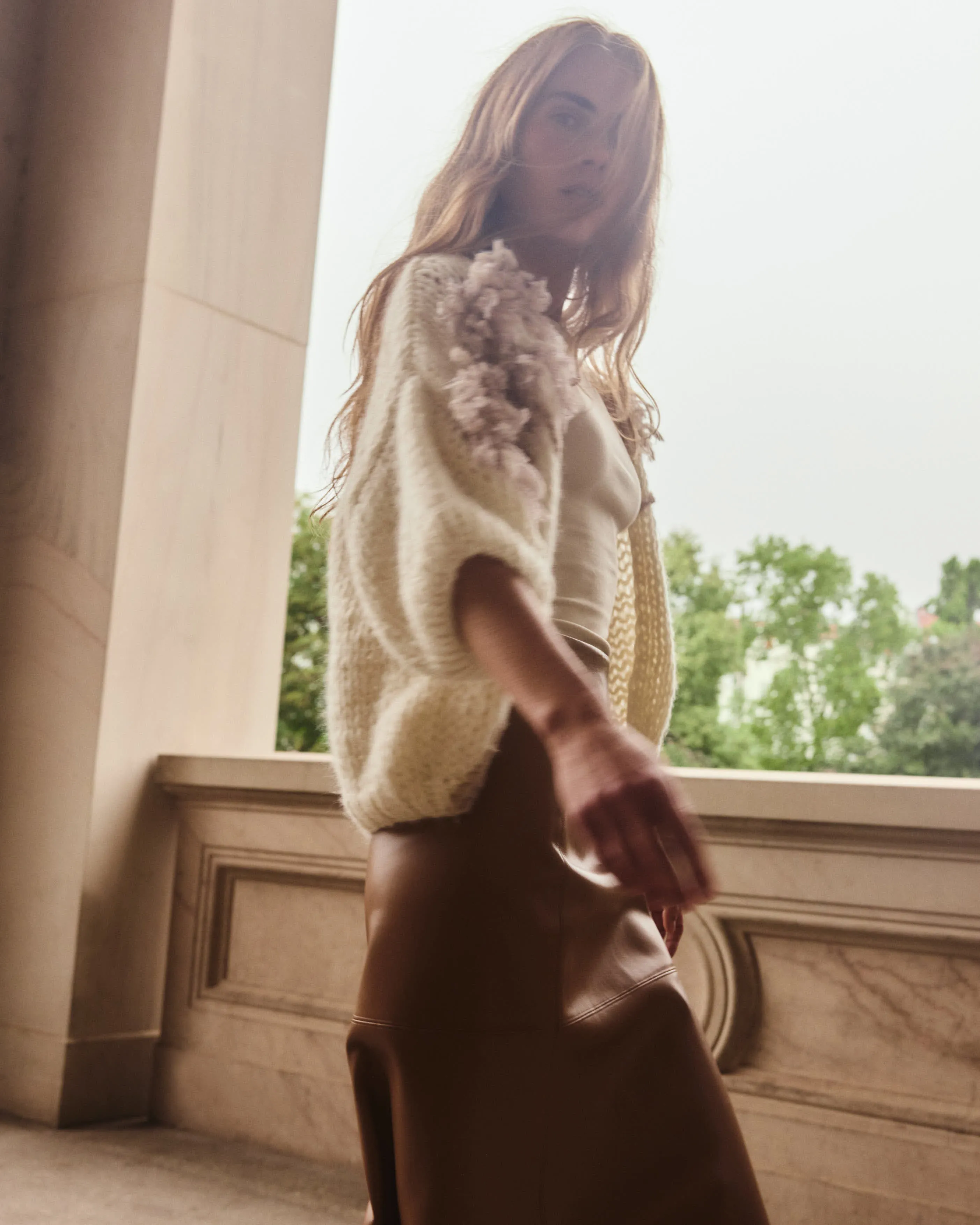 Alpaca Short Sleeve Cardigan, Palm Embroidery (Front) sold by Maiami product image thumbnail 4