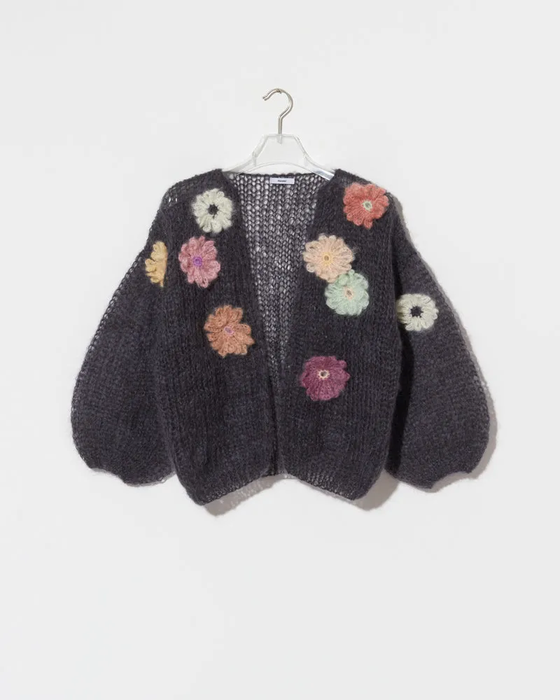Mohair Bomber Cardigan Flower Embroidery sold by Maiami