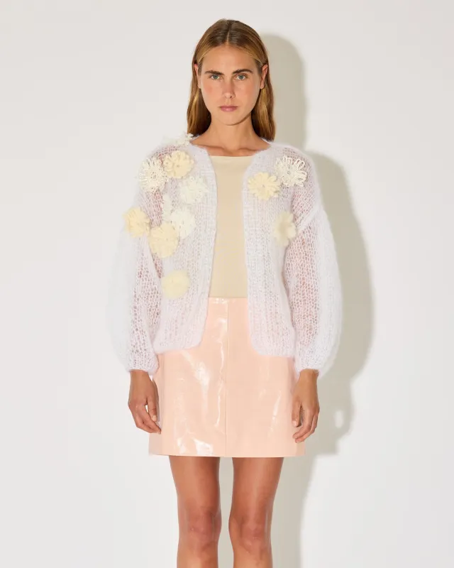 Mohair Bomber Cardigan Flower Embroidery made by Maiami