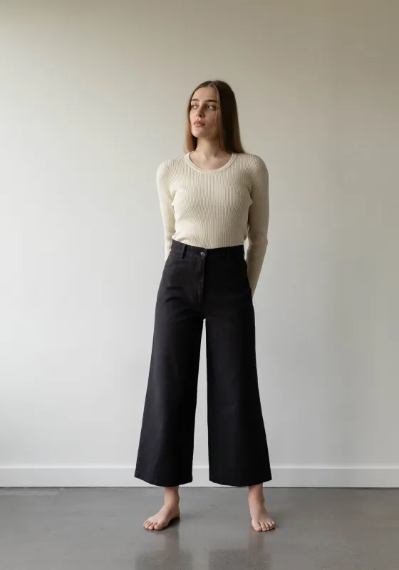 Wide Trouser Black Brushed Twill made by First Rite