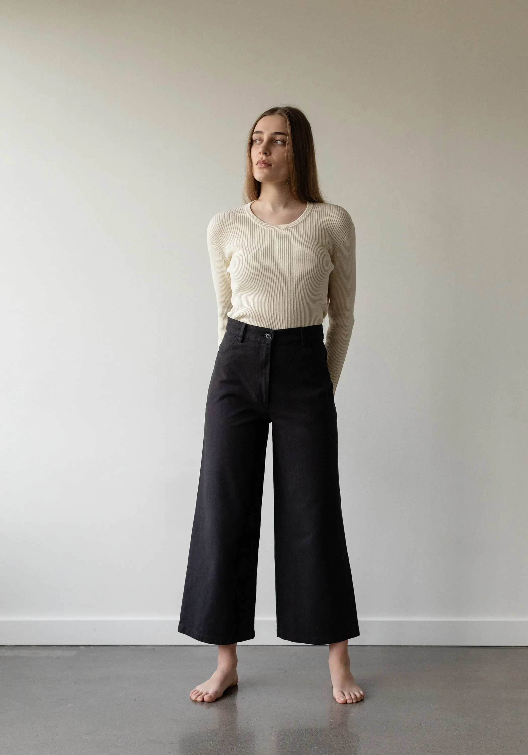 Wide Trouser Black Brushed Twill sold by First Rite