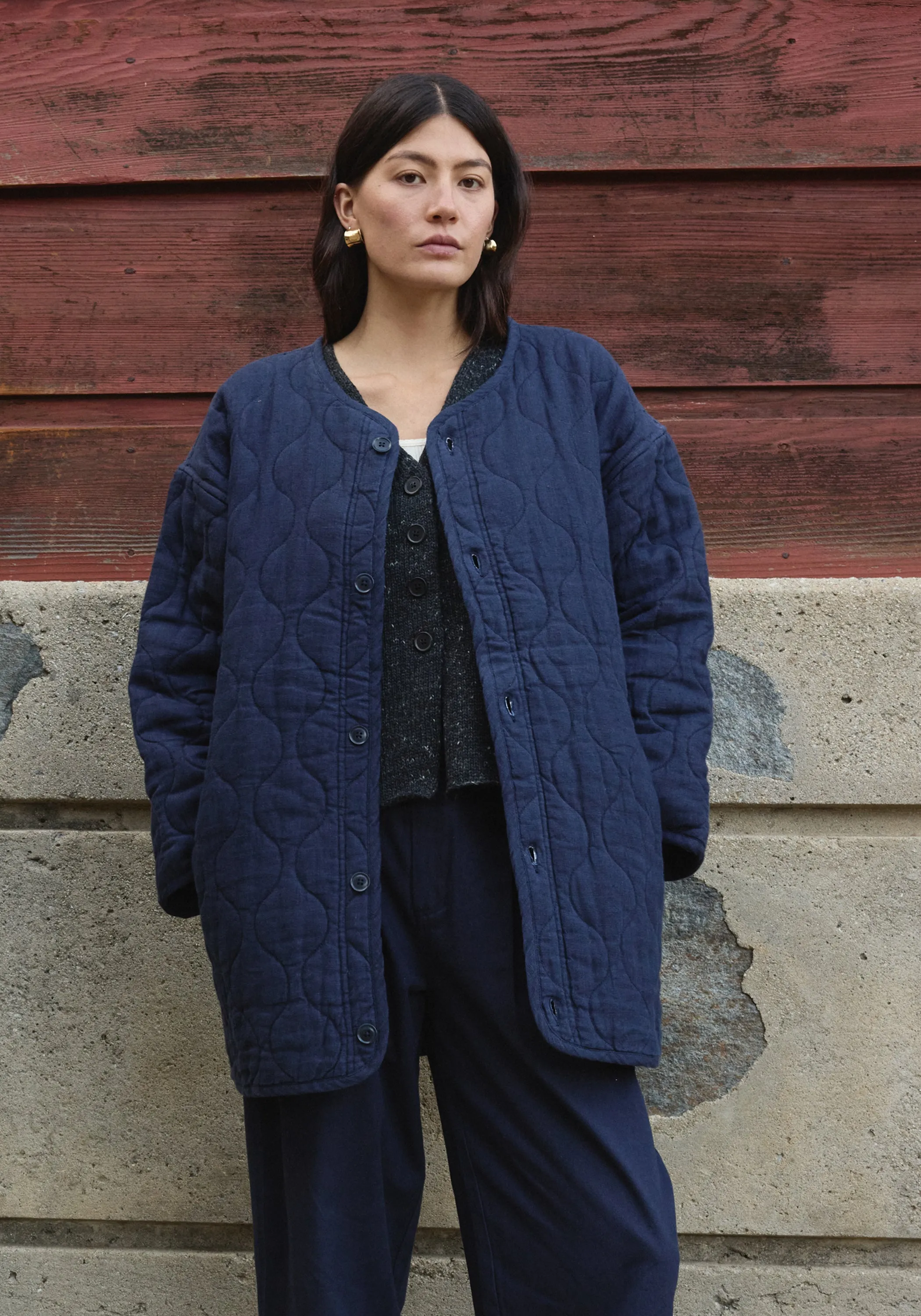 Quilted Coat Navy sold by First Rite product image thumbnail 2