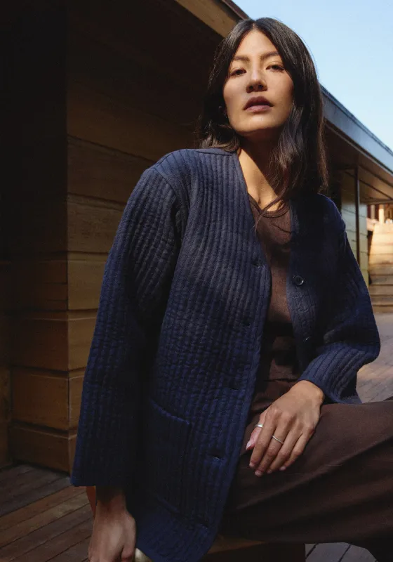 Quilted Jacket Navy made by First Rite