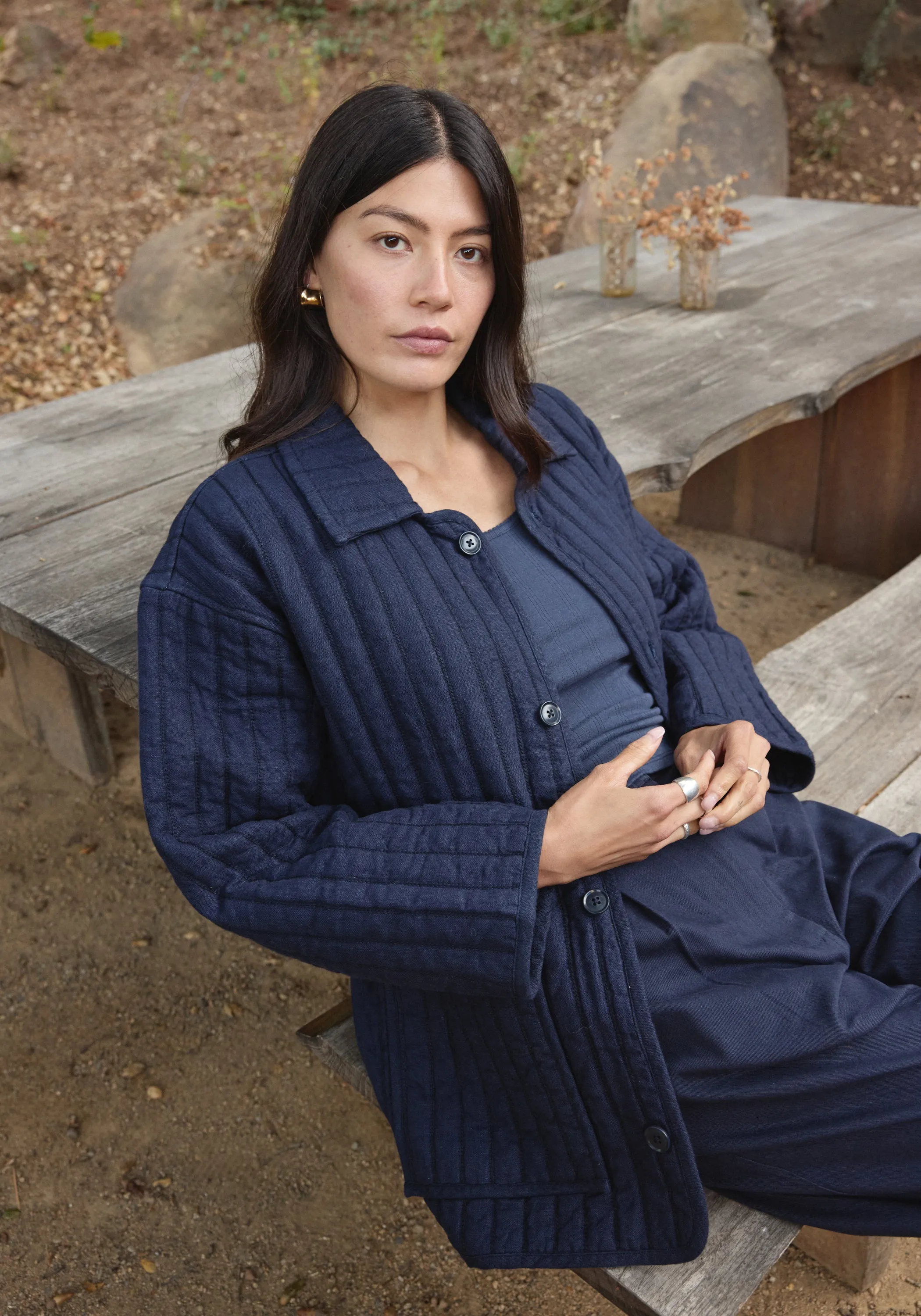 Quilted Overcoat Navy sold by First Rite product image thumbnail 5