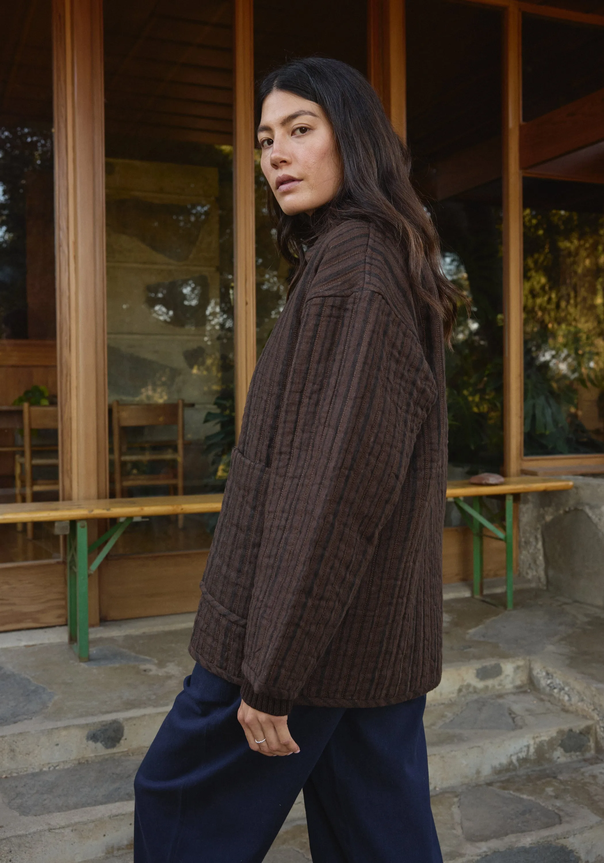 Quilted Overcoat Walnut Stripe sold by First Rite product image thumbnail 5