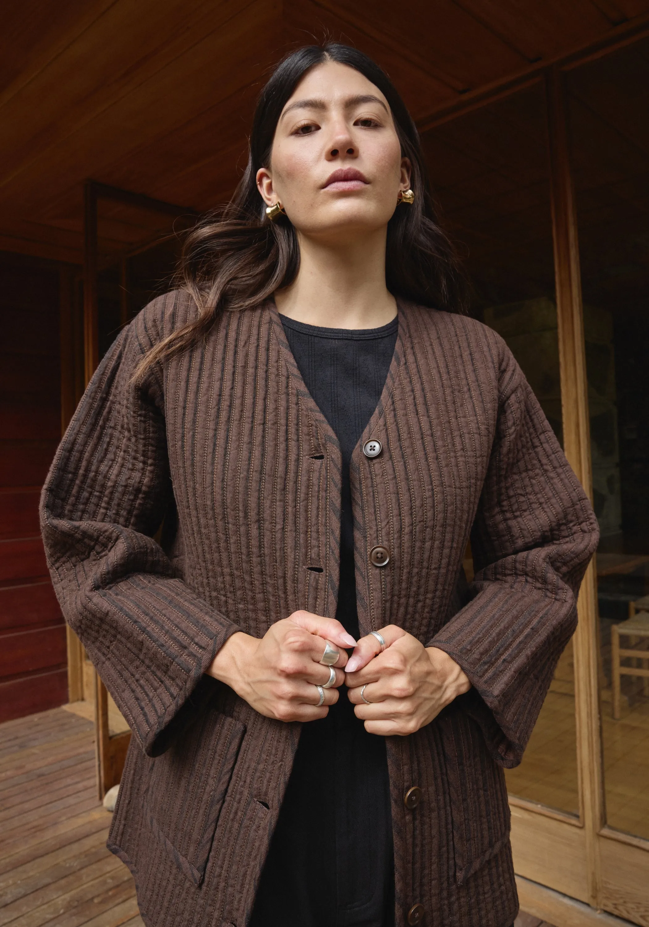 Quilted Jacket Walnut Stripe sold by First Rite product image thumbnail 3
