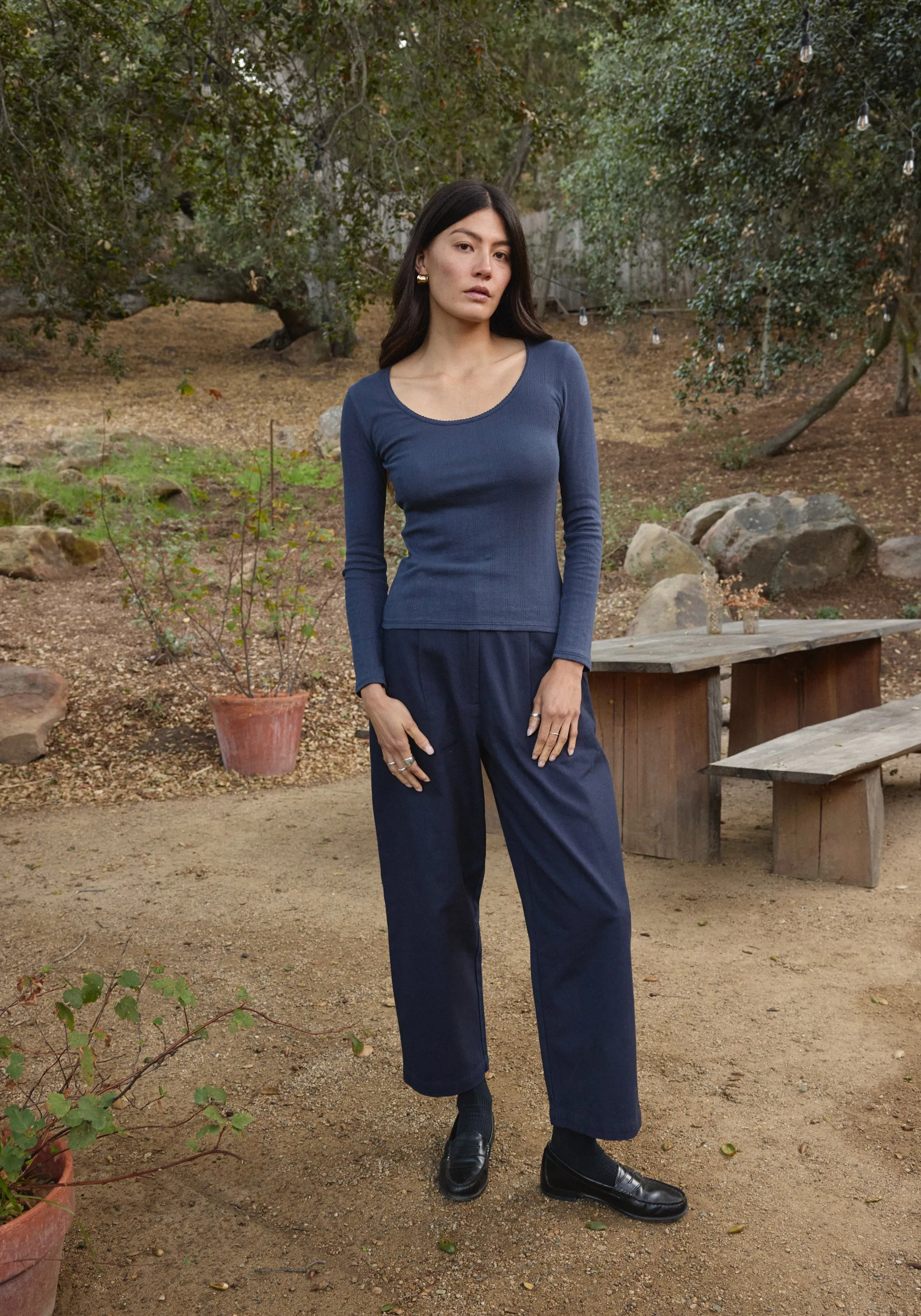 LS Scoop Pointelle Tee Navy sold by First Rite product image thumbnail 2