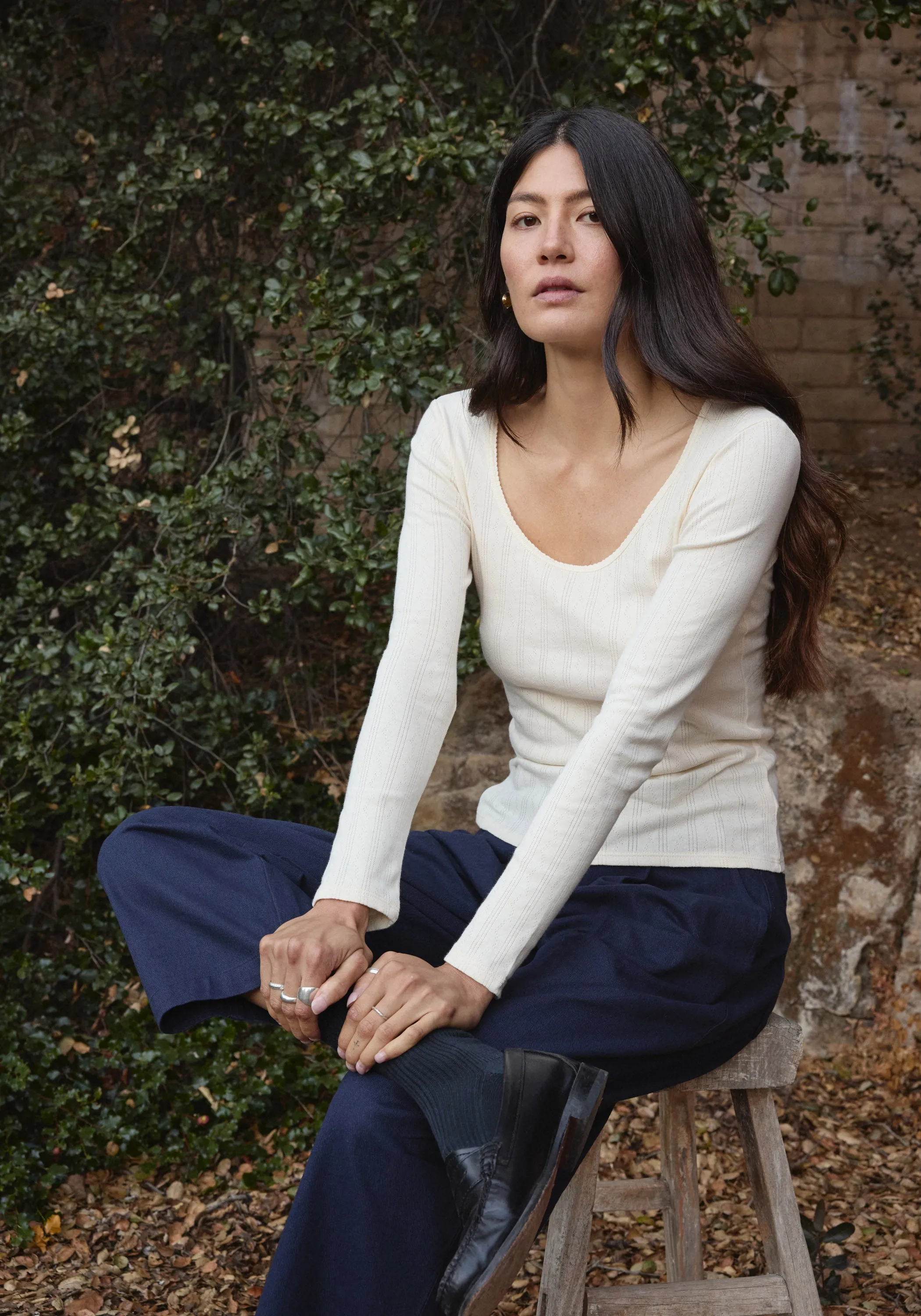 LS Scoop Pointelle Tee Natural sold by First Rite