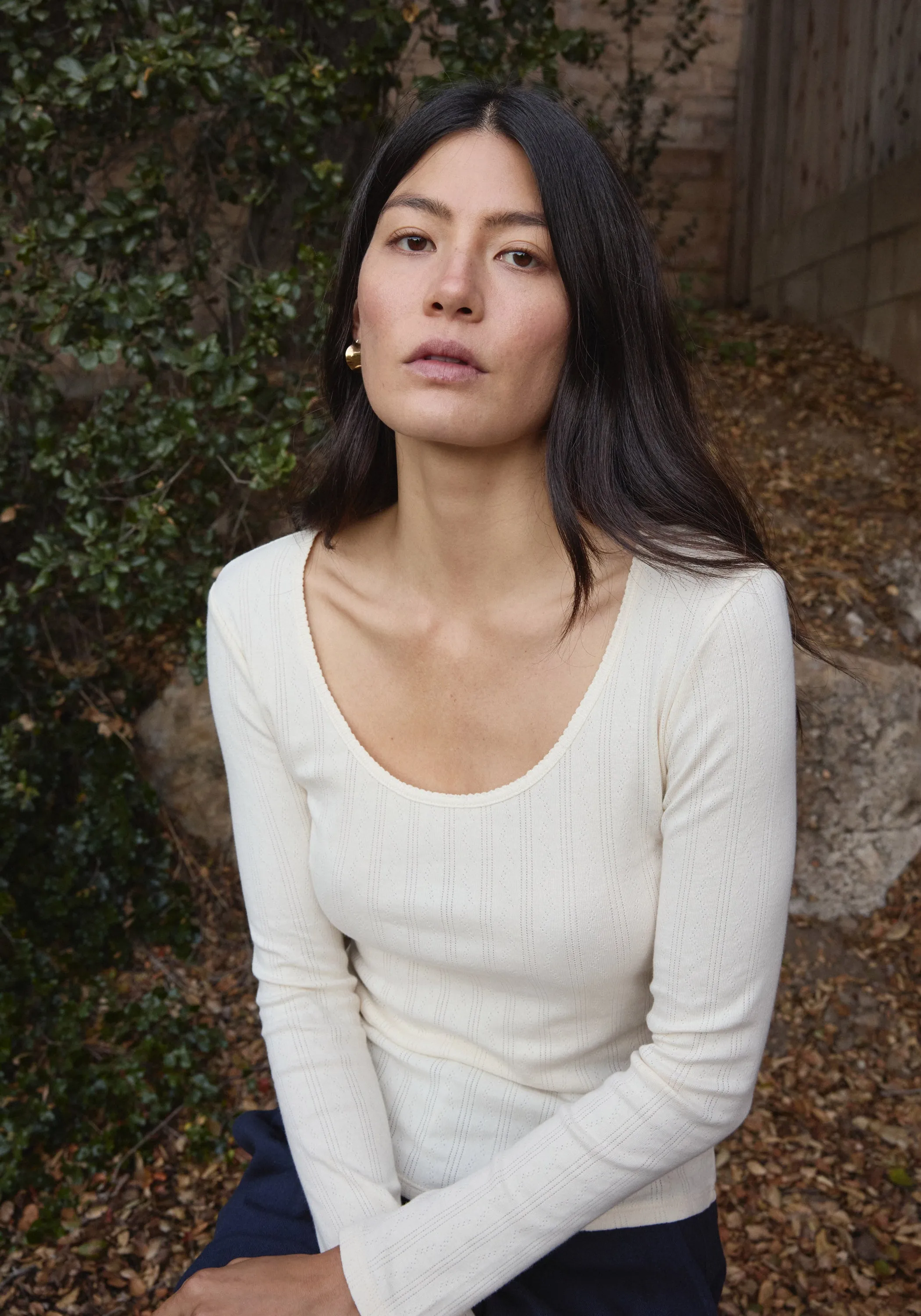 LS Scoop Pointelle Tee Natural sold by First Rite product image thumbnail 2