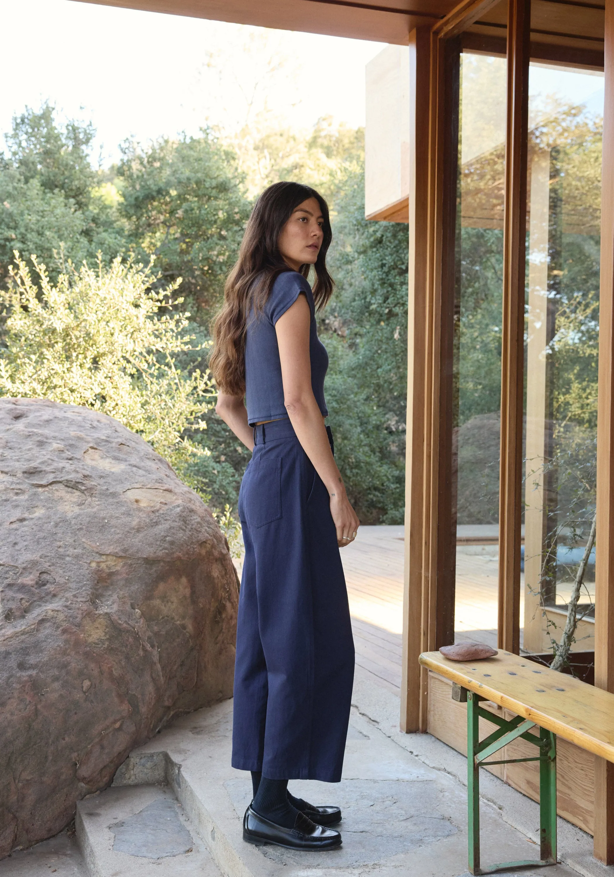 Crop Pointelle Tee Navy sold by First Rite product image thumbnail 3