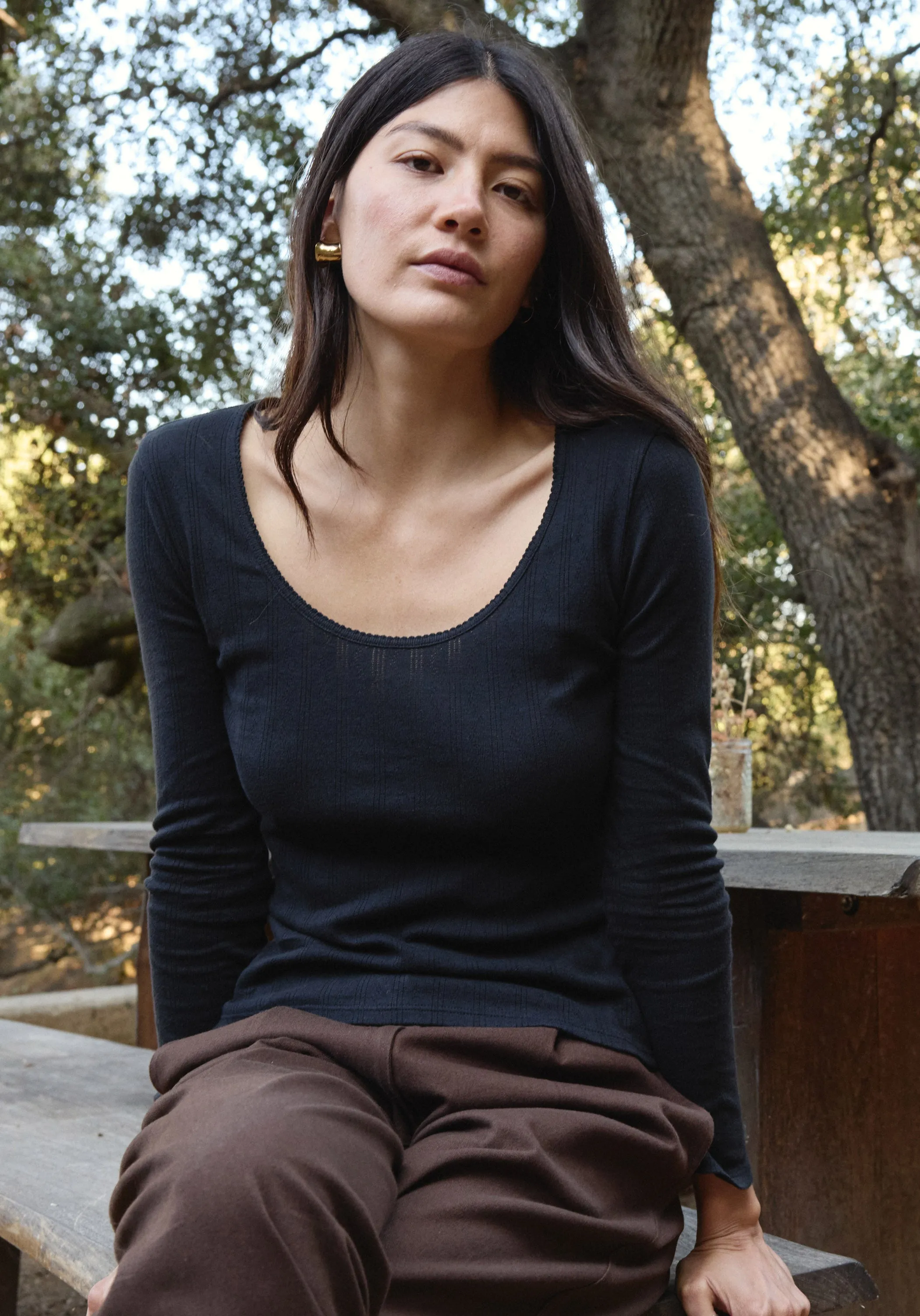 LS Scoop Pointelle Tee Black sold by First Rite product image thumbnail 2