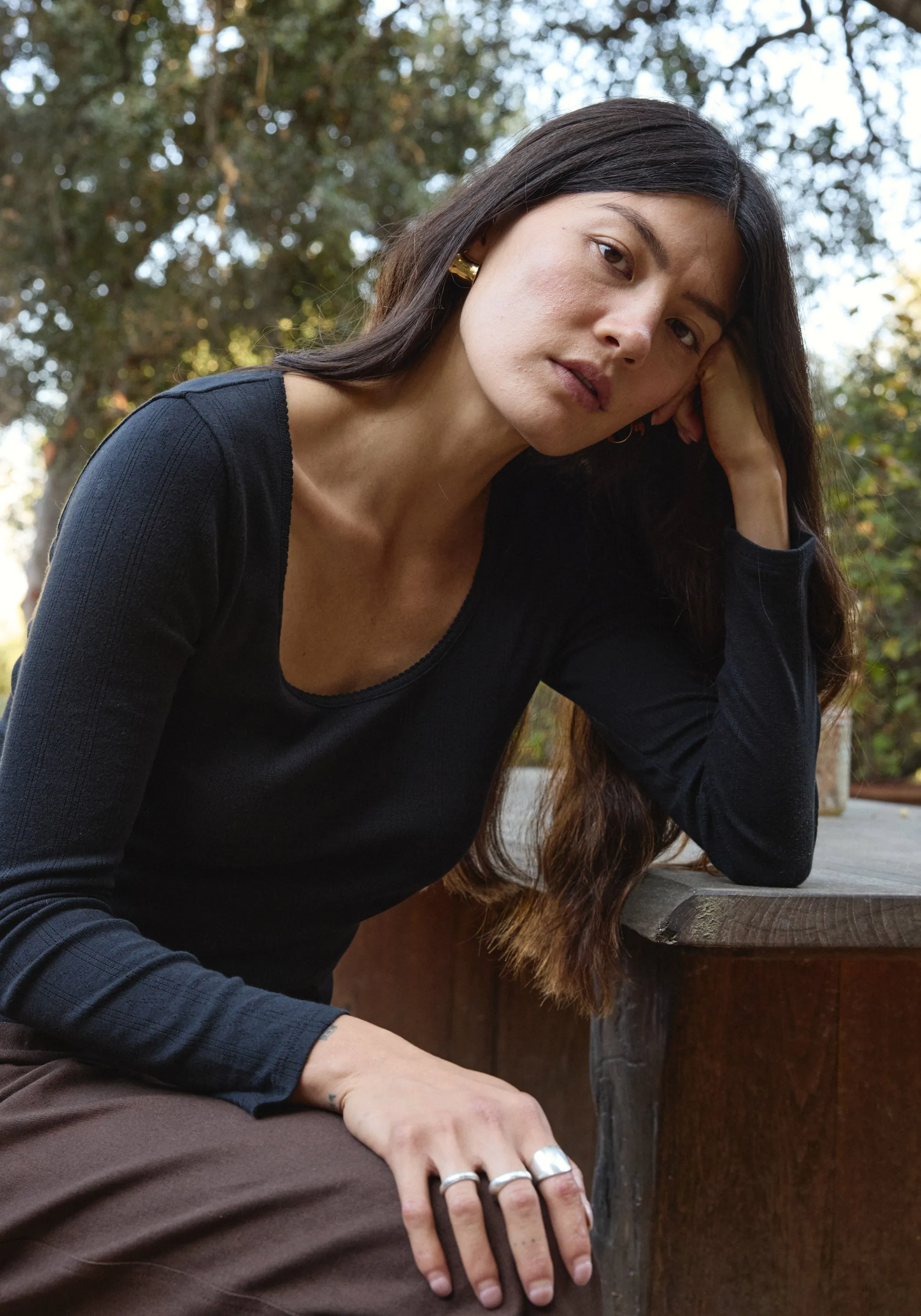 LS Scoop Pointelle Tee Black sold by First Rite product image thumbnail 3