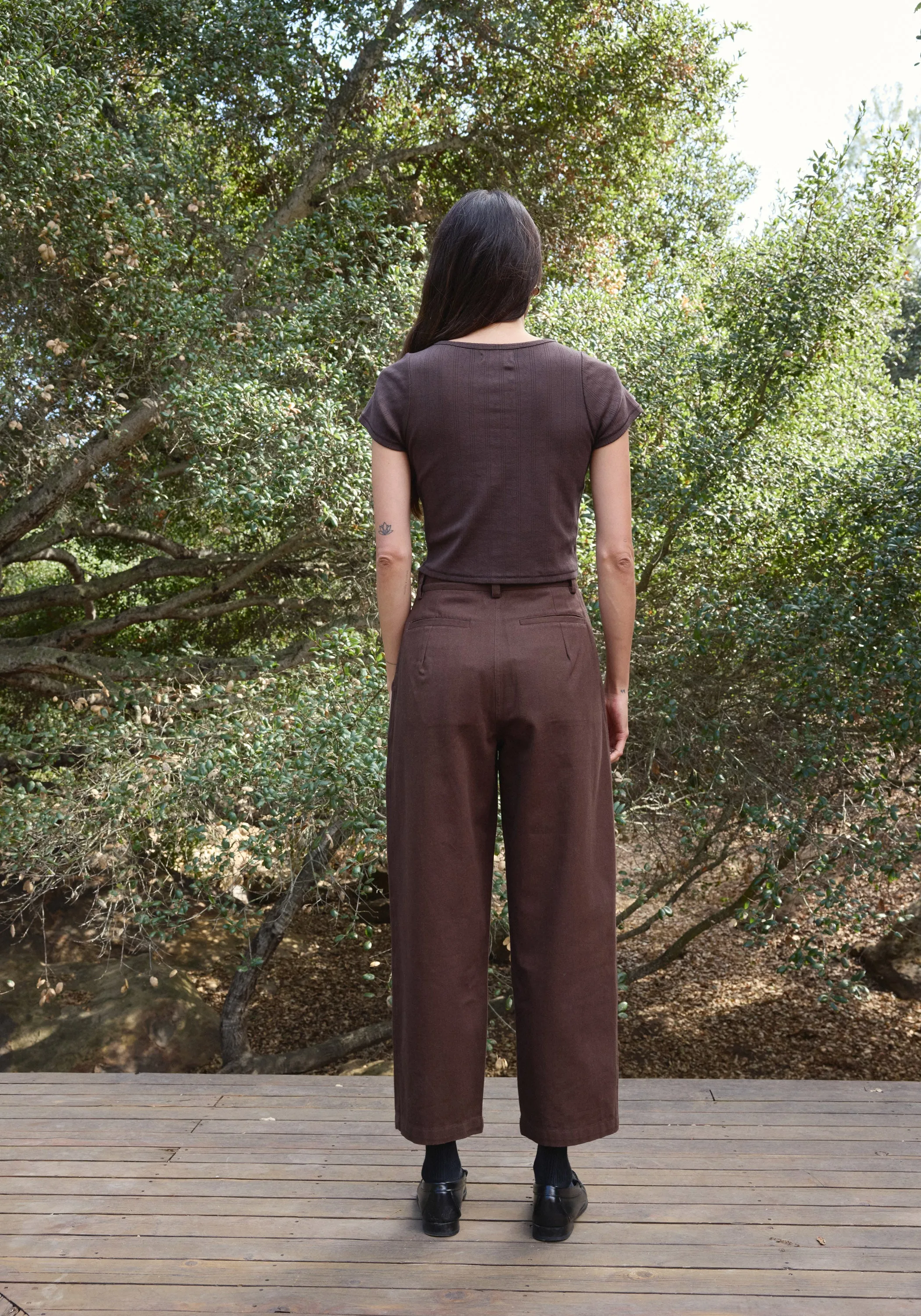 Crop Pointelle Tee Walnut sold by First Rite product image thumbnail 3