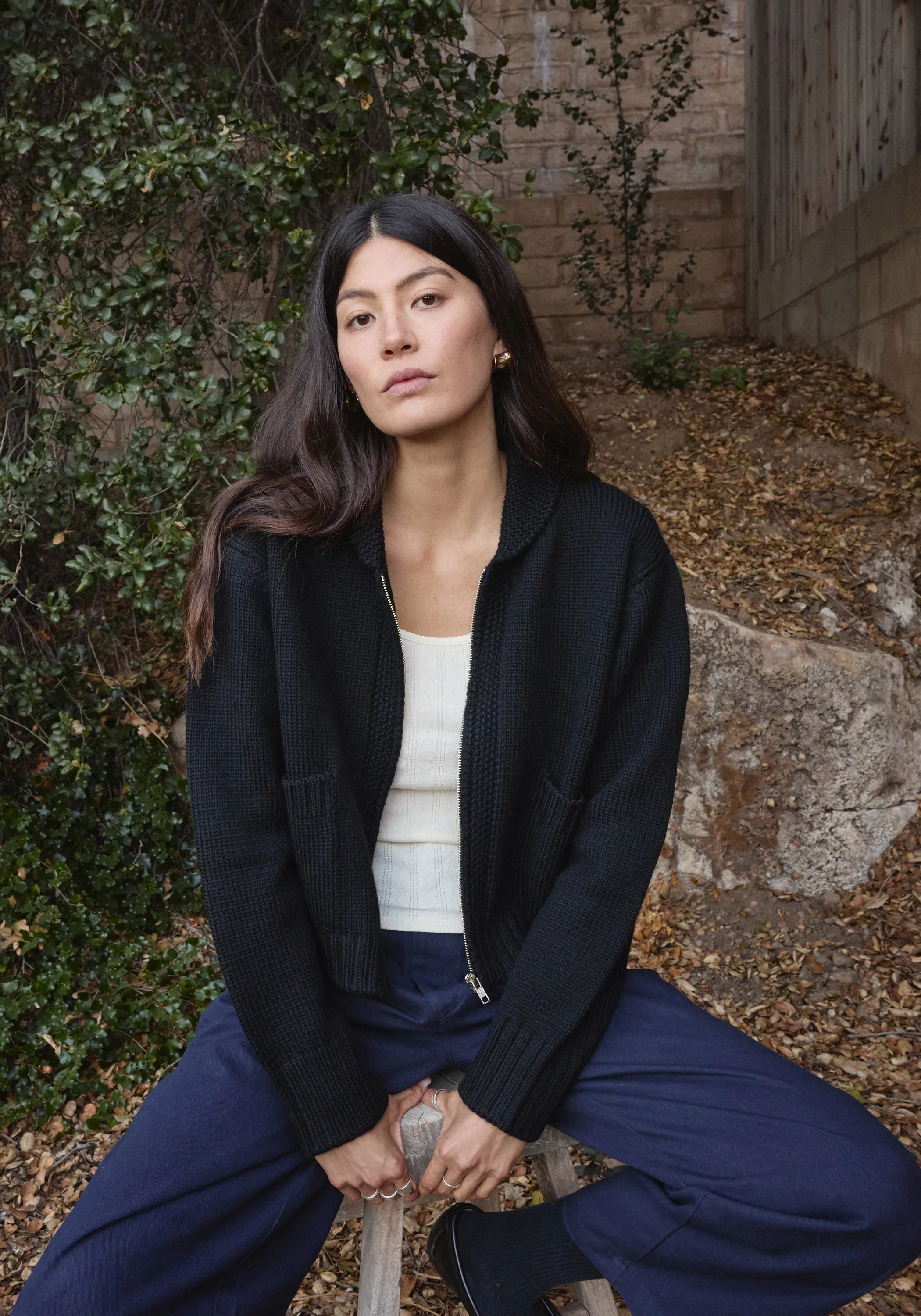 Zip Up Cardigan Black sold by First Rite product image thumbnail 2