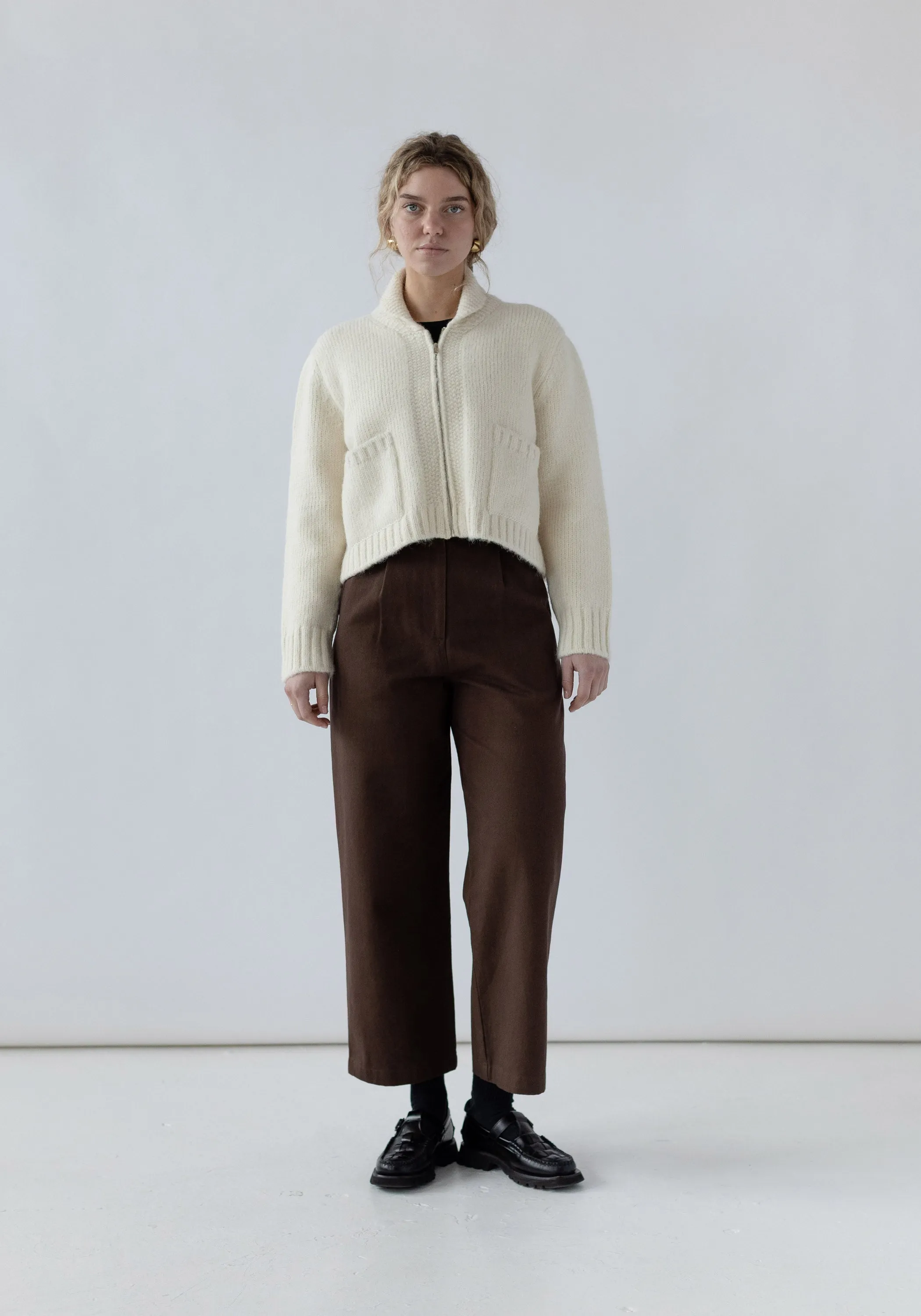 Zip Up Cardigan Ivory sold by First Rite product image thumbnail 5