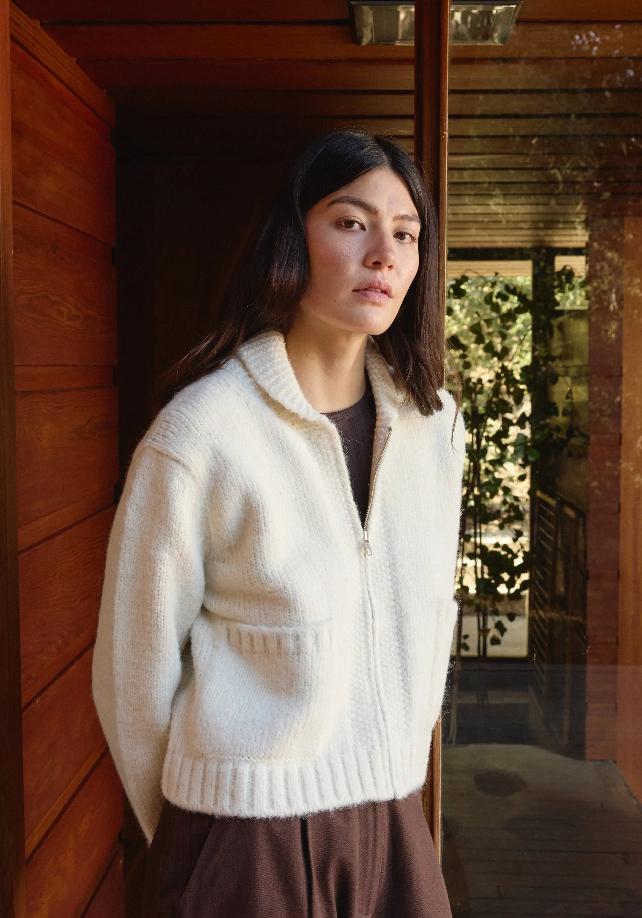 Zip Up Cardigan Ivory sold by First Rite product image thumbnail 3