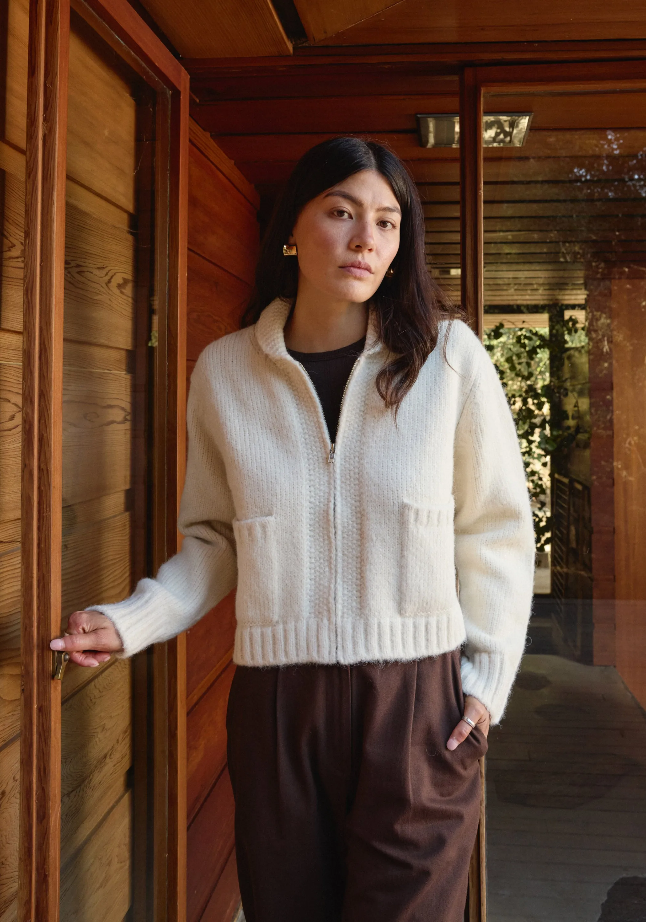 Zip Up Cardigan Ivory sold by First Rite product image thumbnail 2