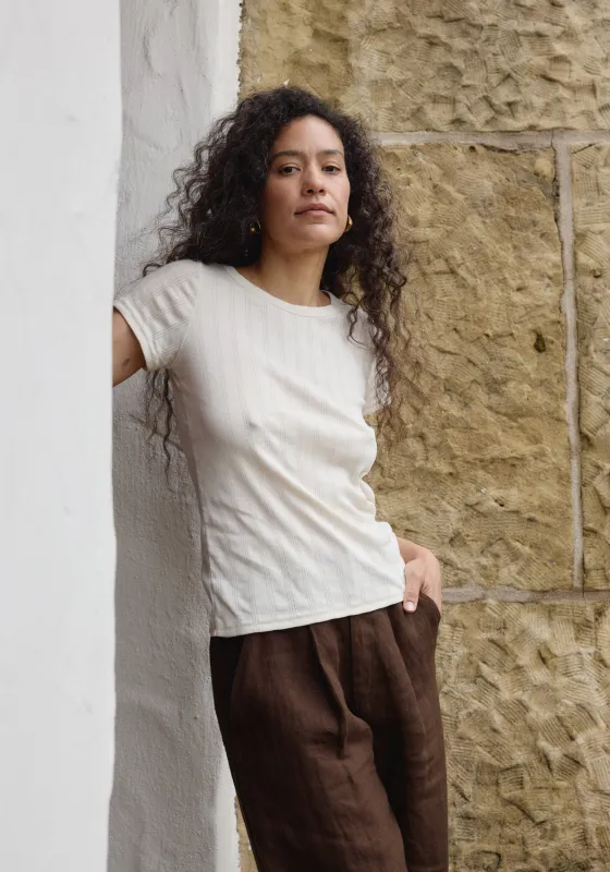 Pointelle Tee Natural made by First Rite