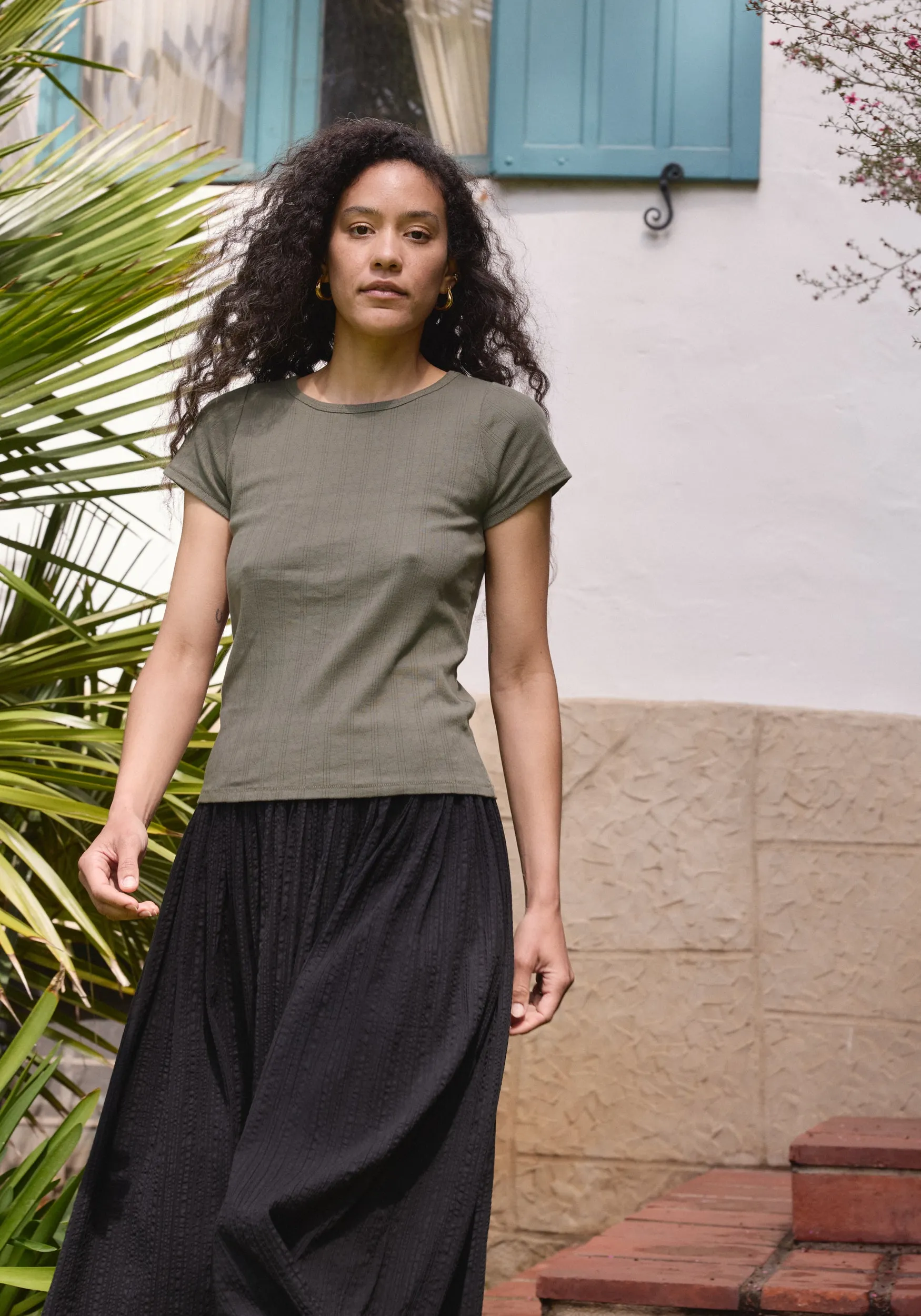 Pointelle Tee Sage sold by First Rite