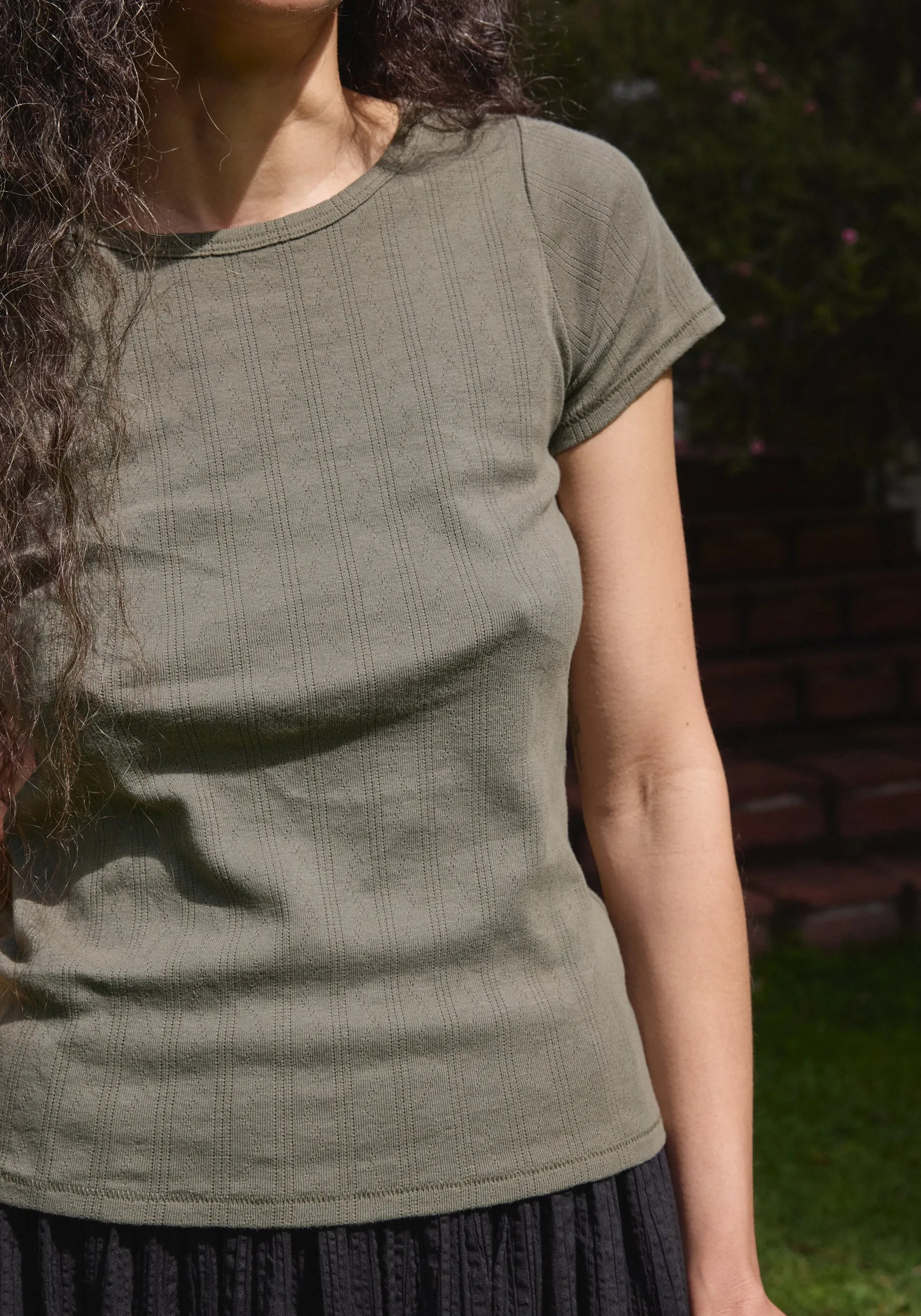 Pointelle Tee Sage sold by First Rite product image thumbnail 3