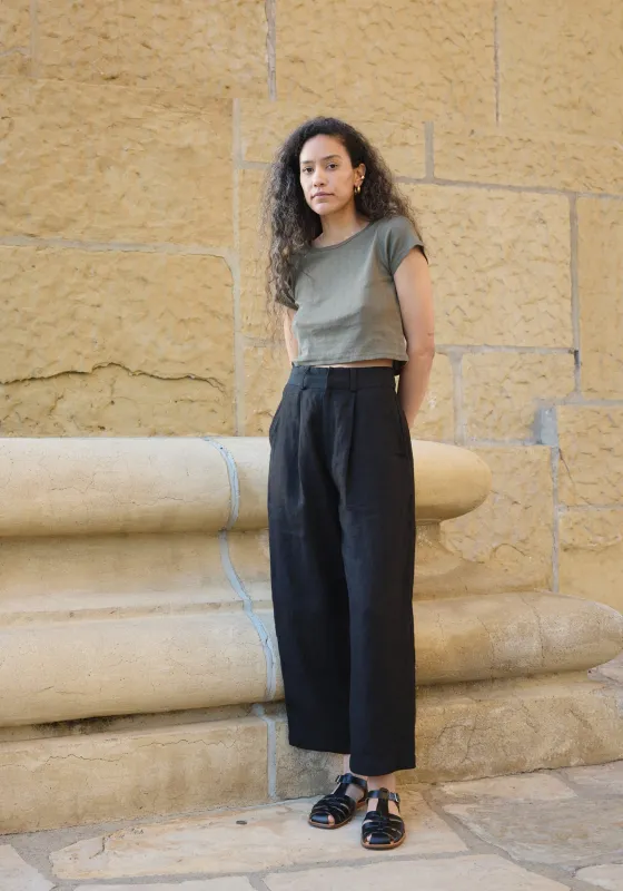 Crop Pointelle Tee Sage made by First Rite