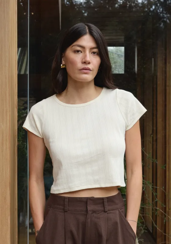 Crop Pointelle Tee Natural made by First Rite
