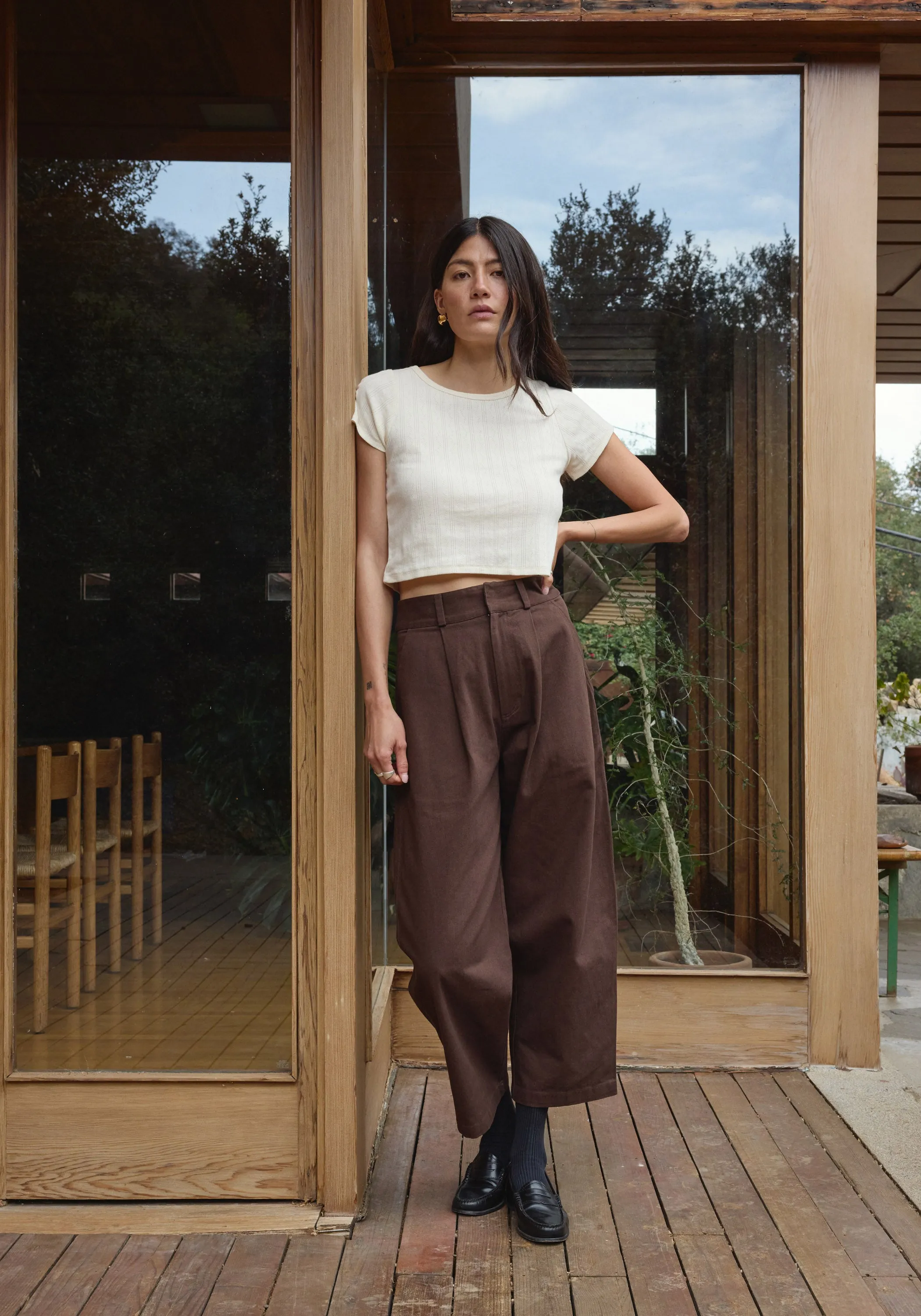 Crop Pointelle Tee Natural sold by First Rite product image thumbnail 2