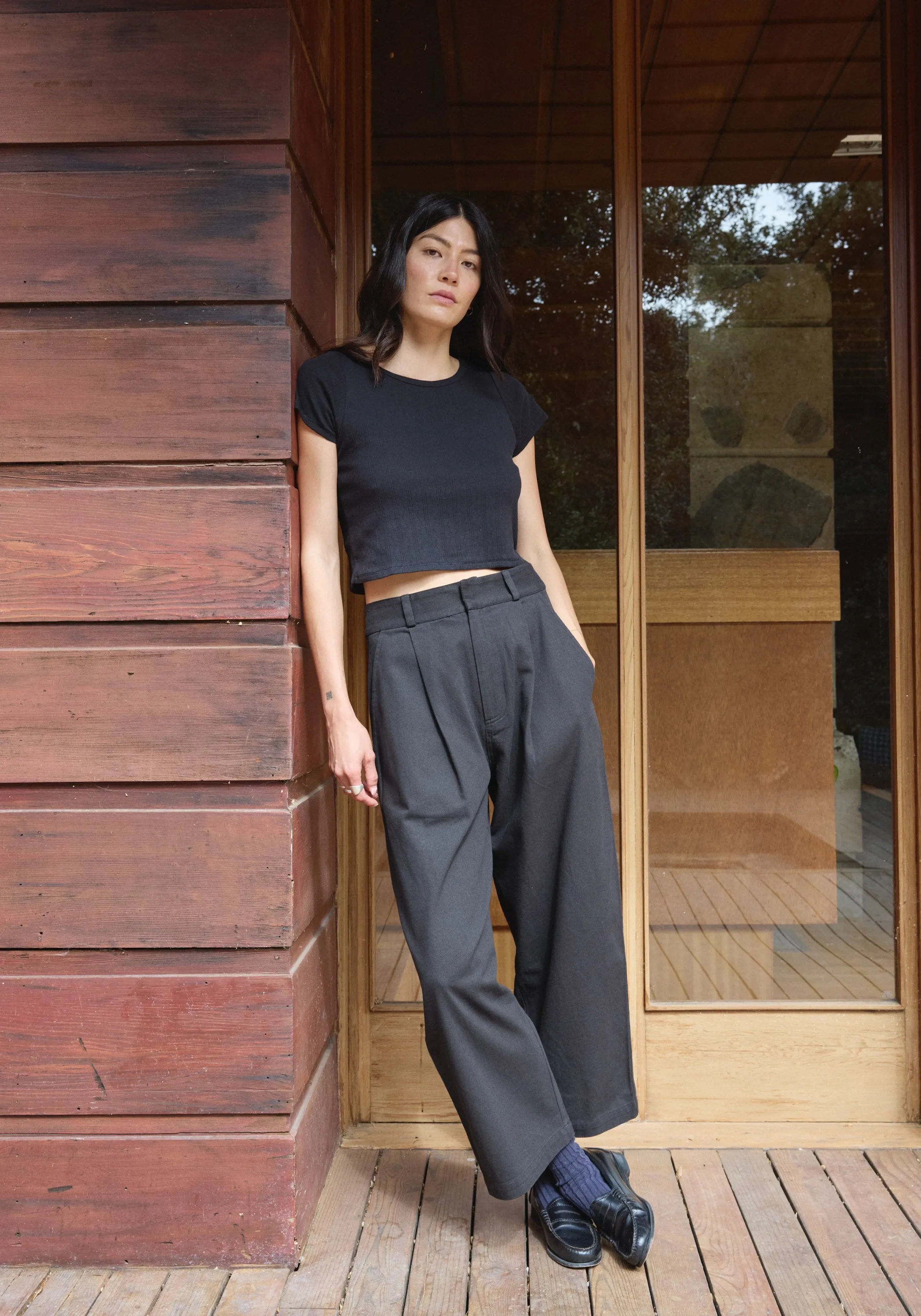 Crop Pointelle Tee Black sold by First Rite product image thumbnail 3