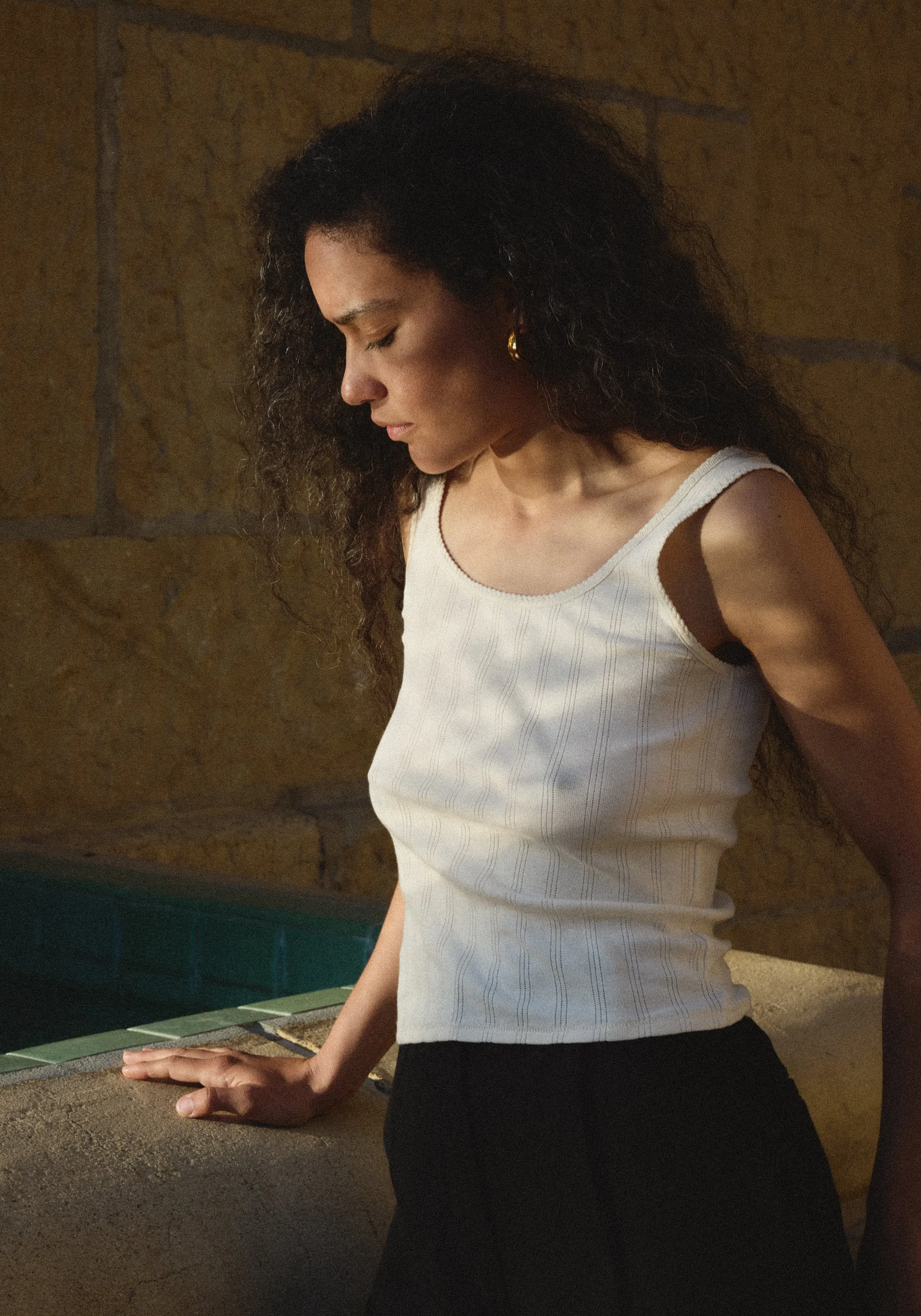 Pointelle Scoop Tank Natural sold by First Rite