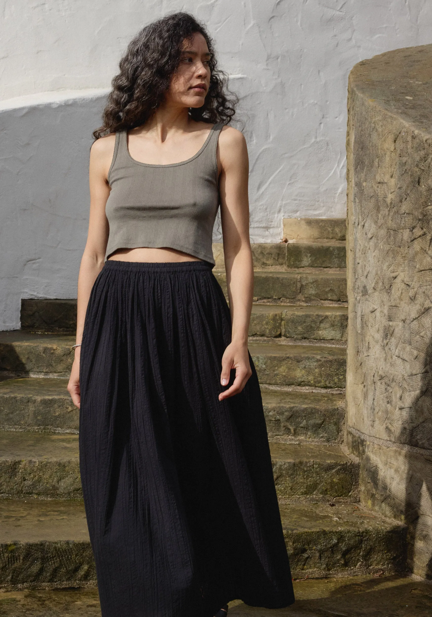 Crop Pointelle Scoop Tank Sage sold by First Rite product image thumbnail 3