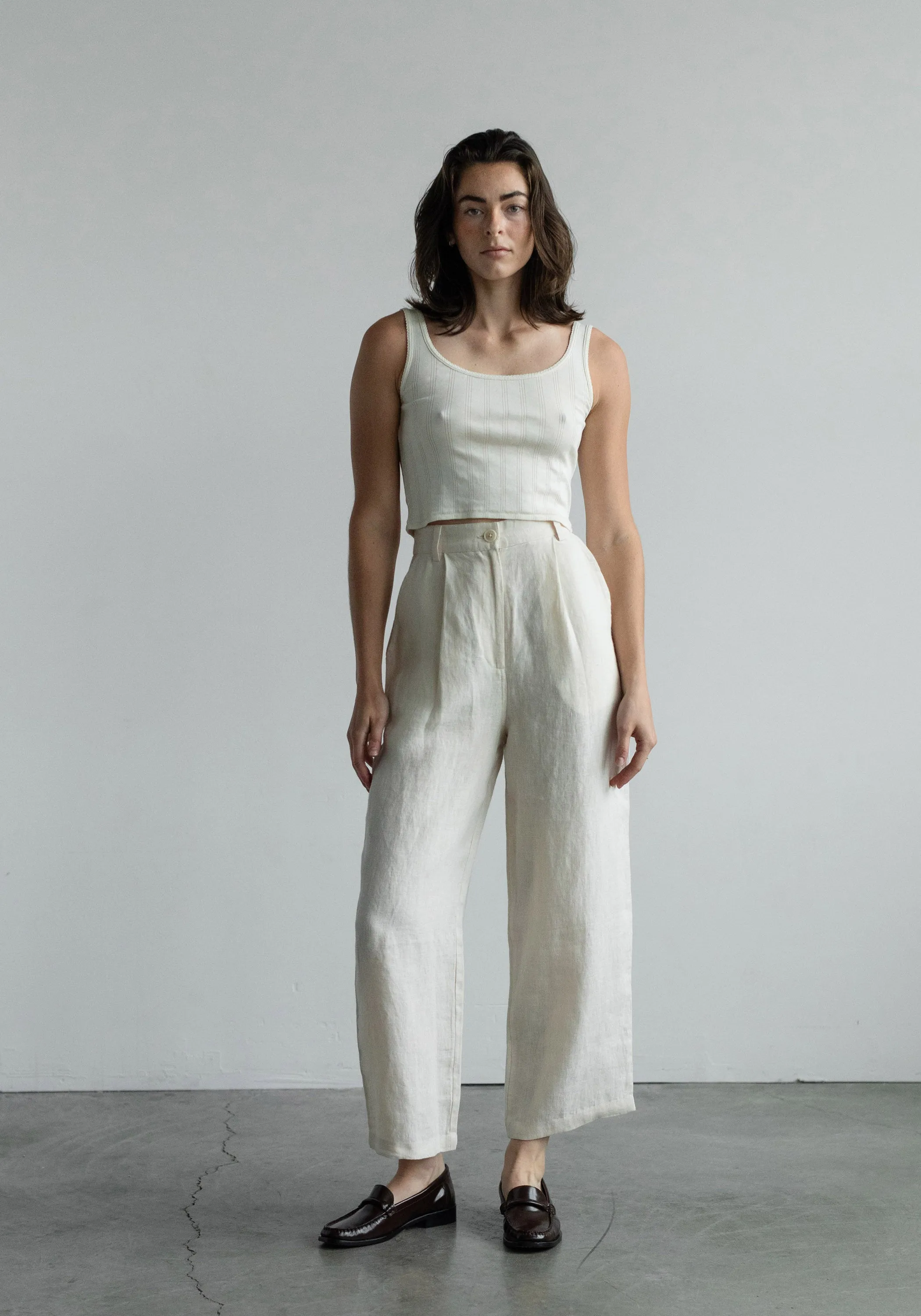 Crop Pointelle Scoop Tank Natural sold by First Rite product image thumbnail 4