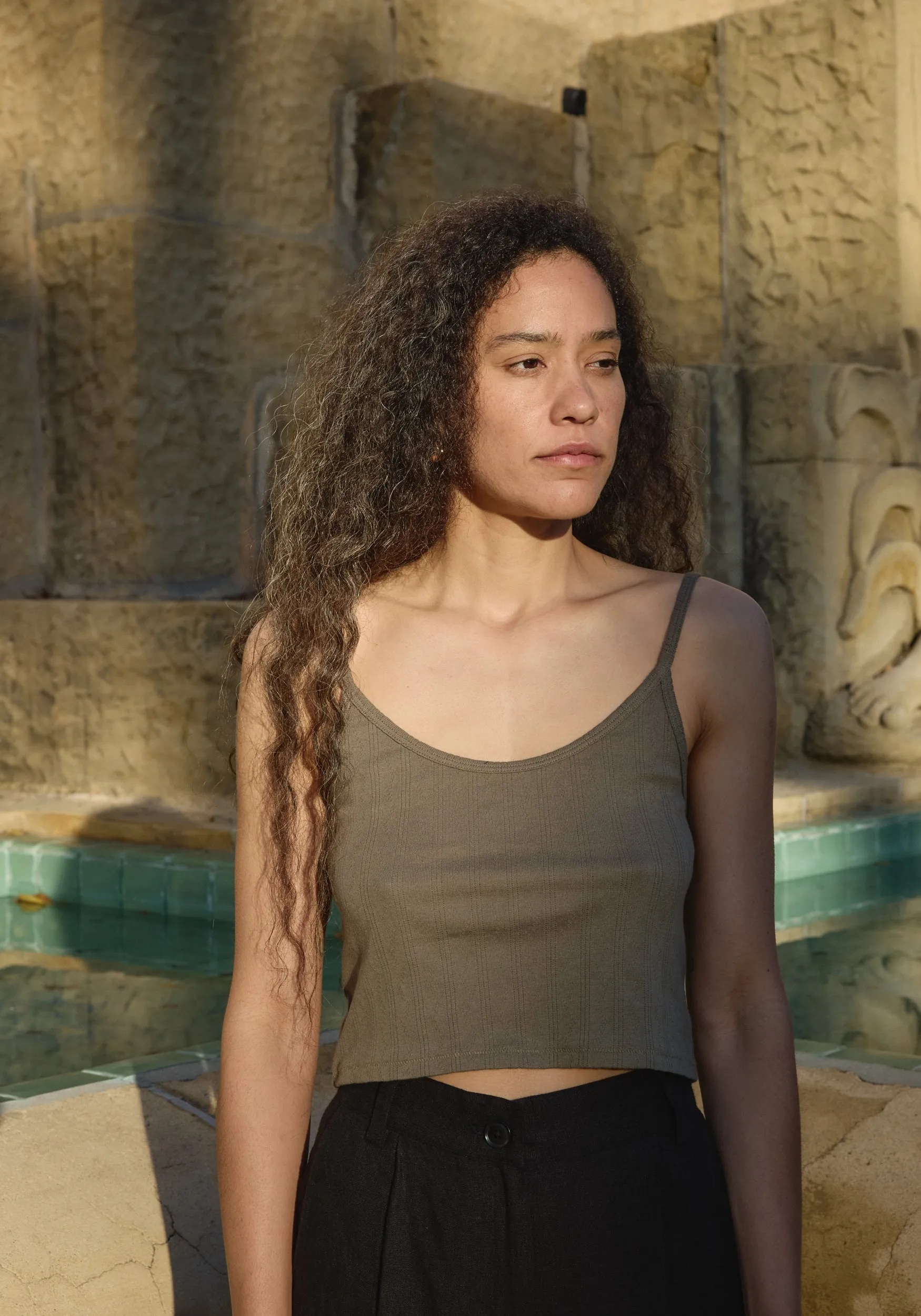 Crop Pointelle Camisole Sage sold by First Rite product image thumbnail 2