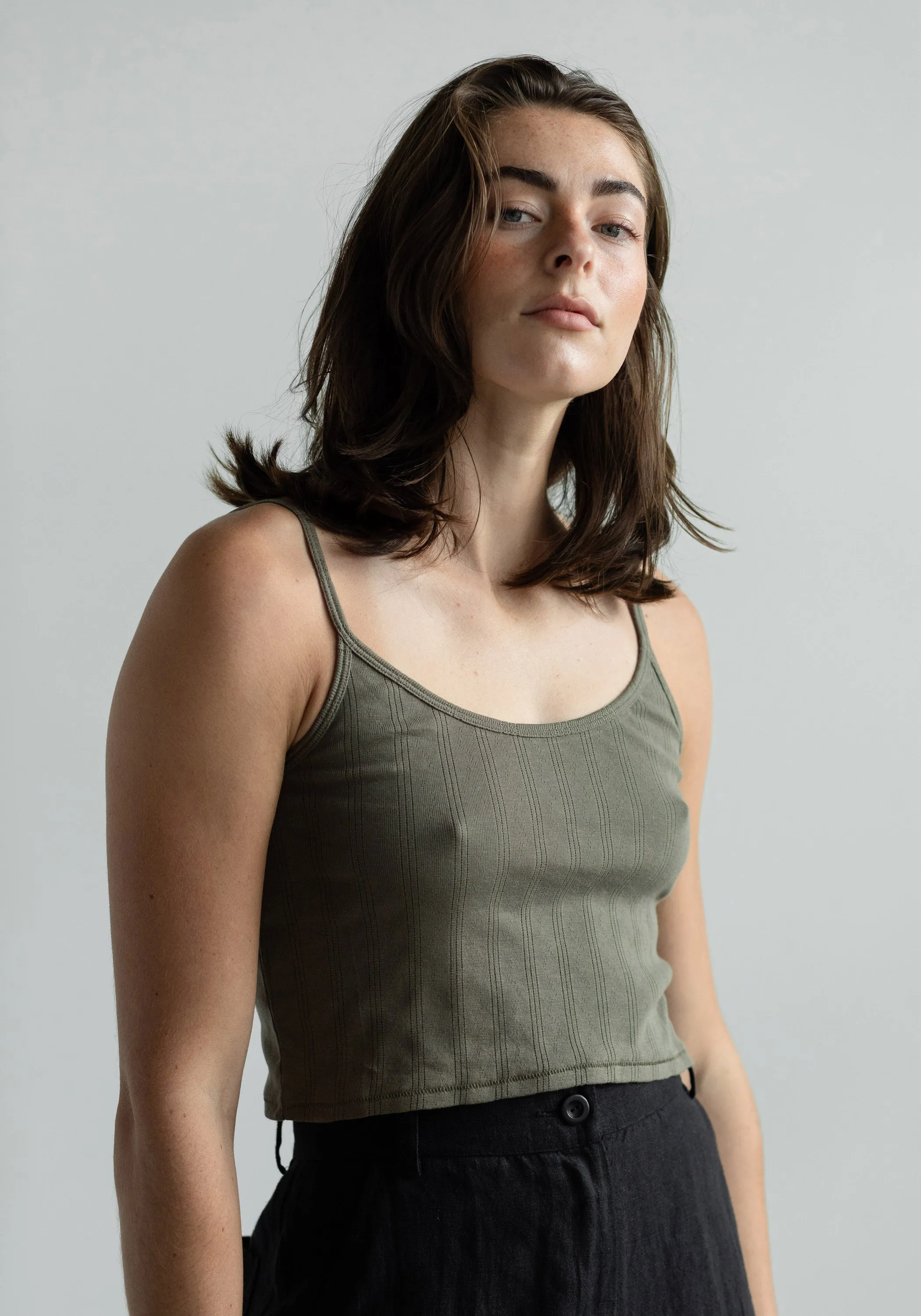 Crop Pointelle Camisole Sage sold by First Rite product image thumbnail 5