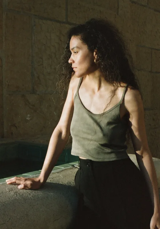 Crop Pointelle Camisole Sage made by First Rite