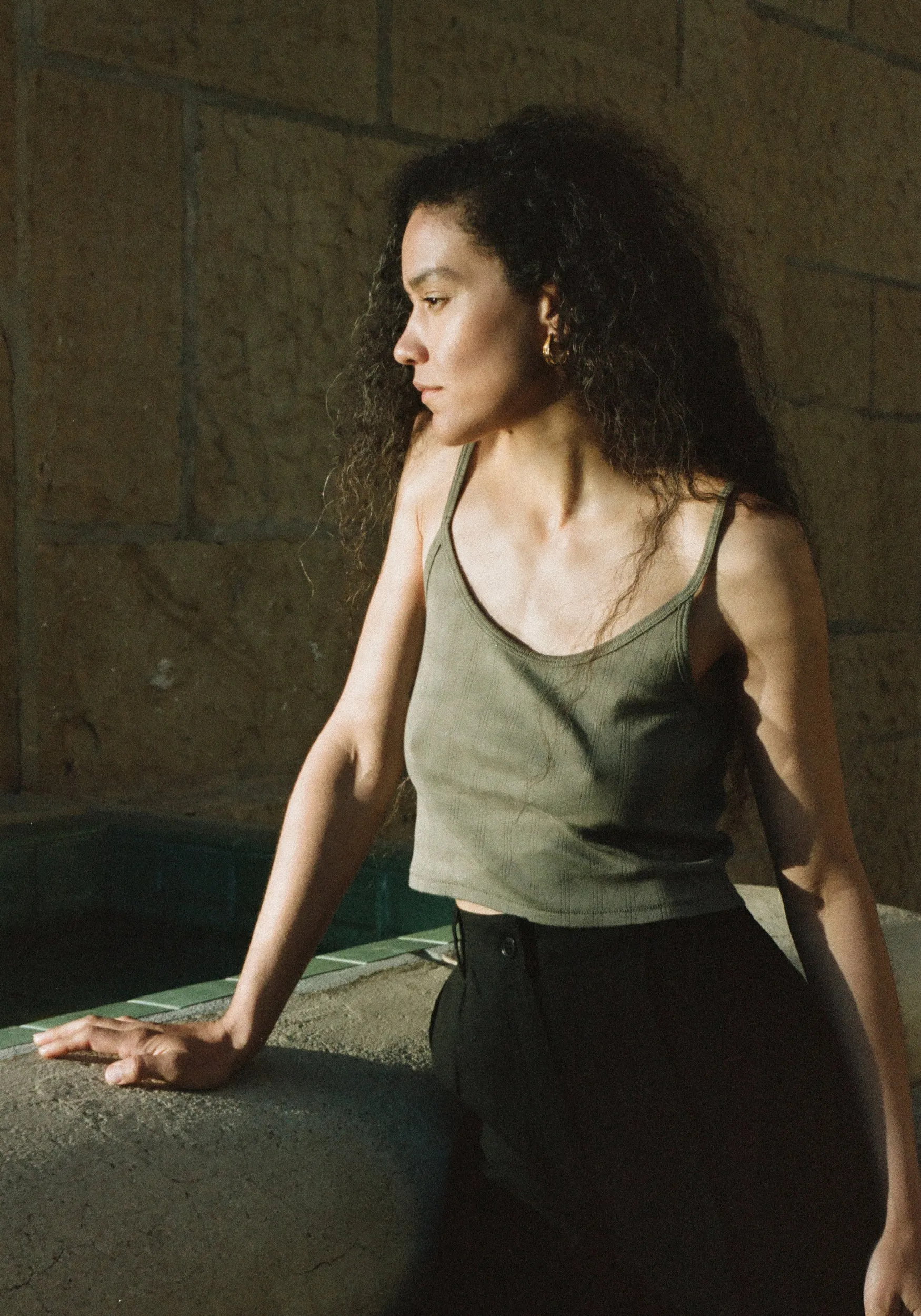 Crop Pointelle Camisole Sage sold by First Rite