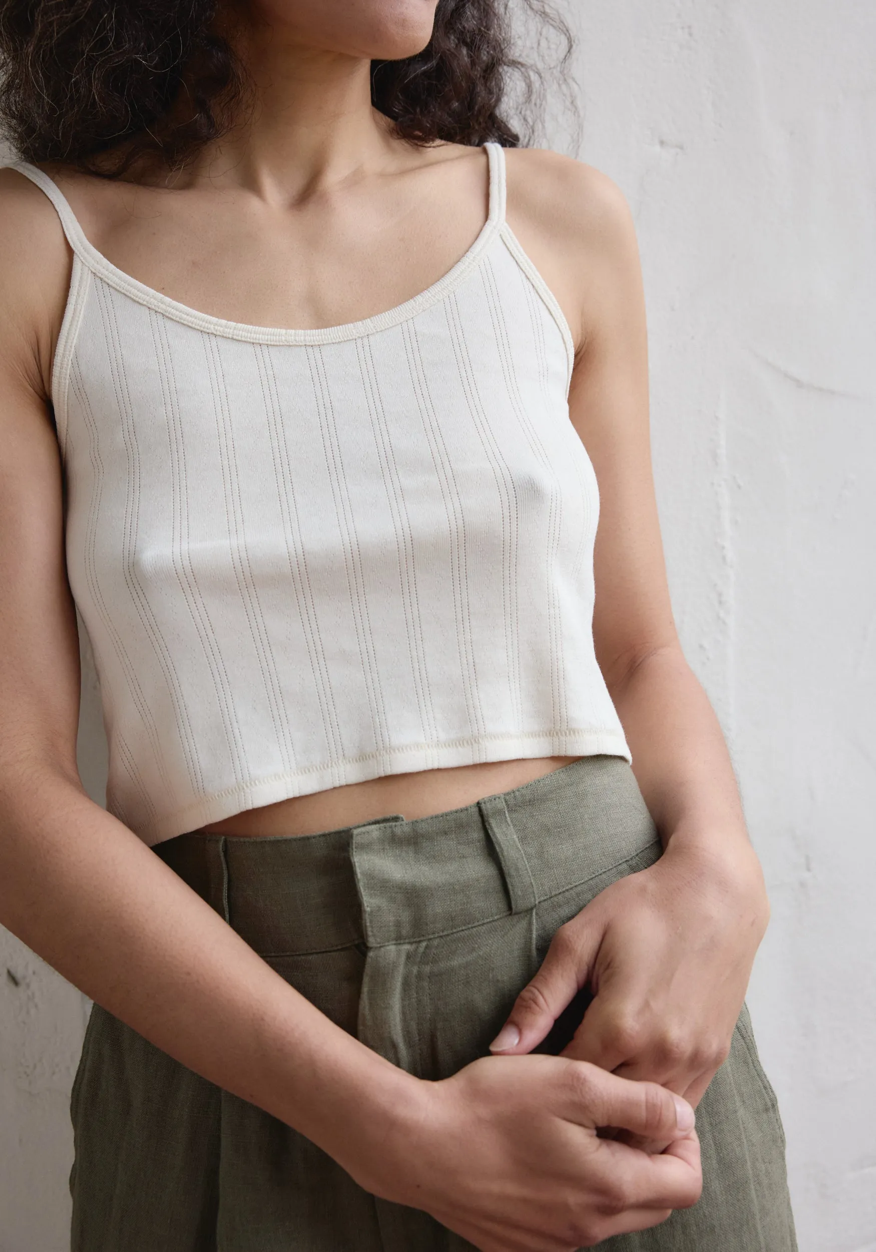 Crop Pointelle Camisole Natural sold by First Rite product image thumbnail 3