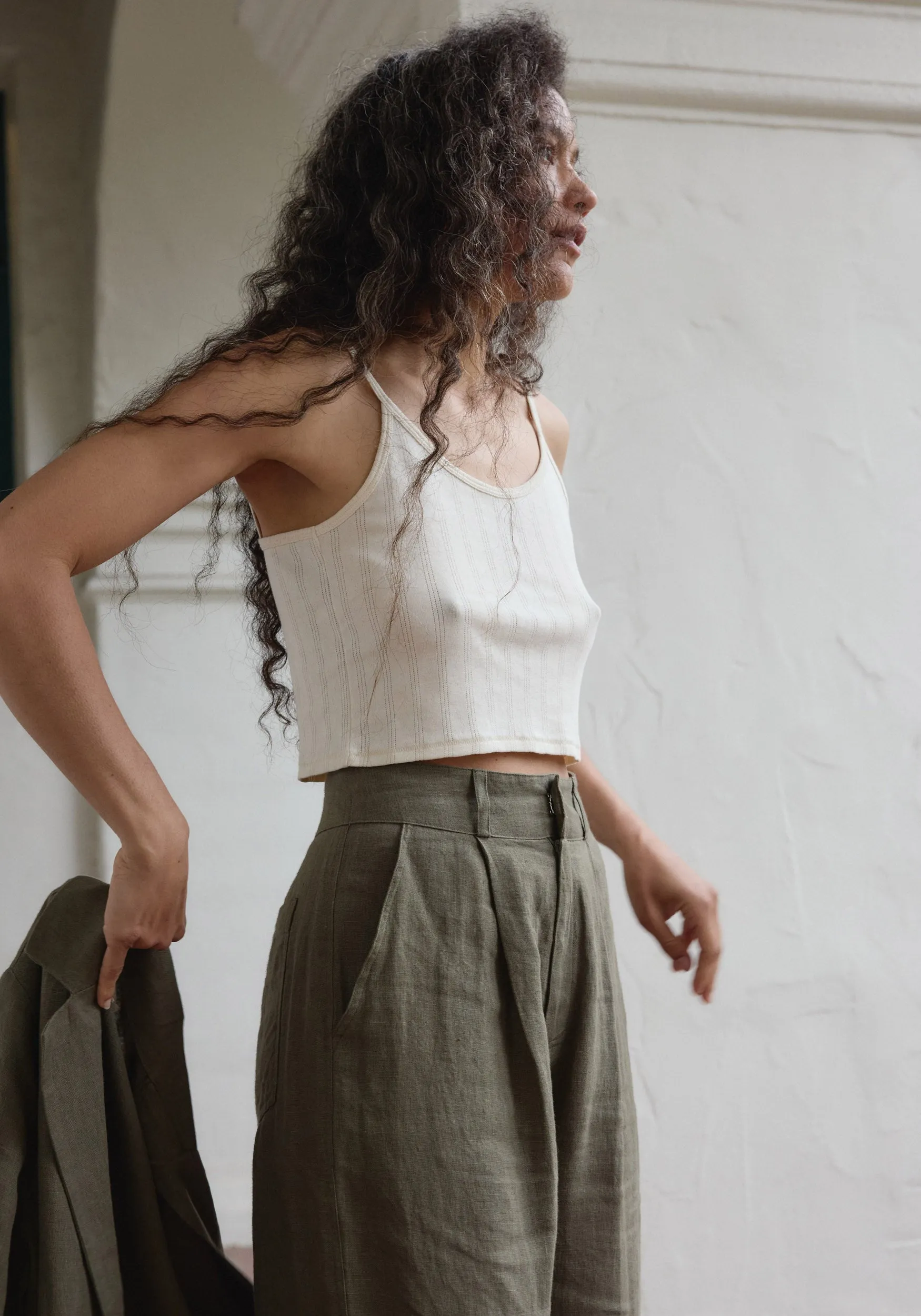 Crop Pointelle Camisole Natural sold by First Rite product image thumbnail 2