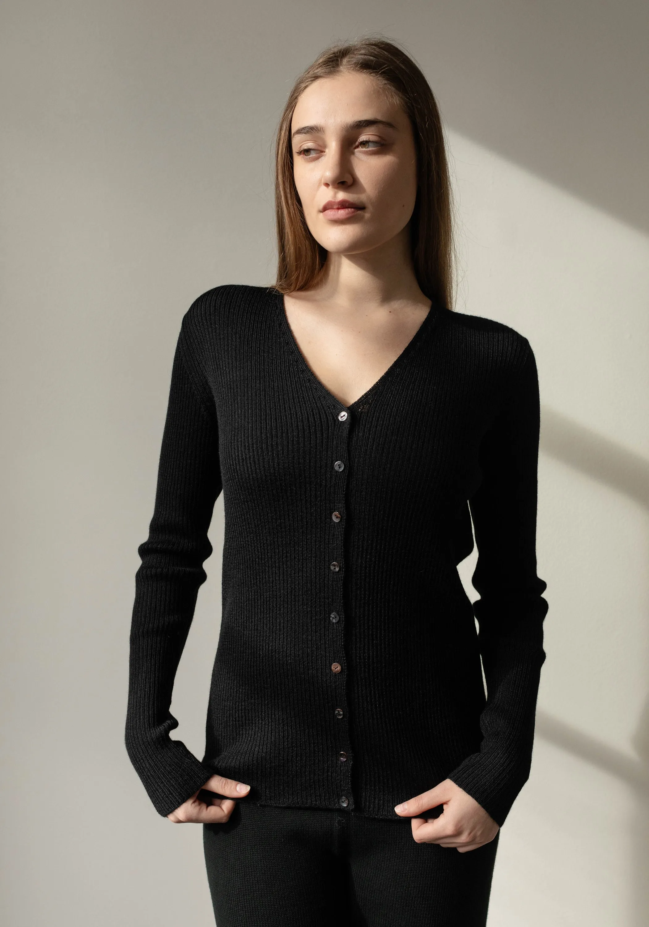Rib Cardigan Black sold by First Rite product image thumbnail 2