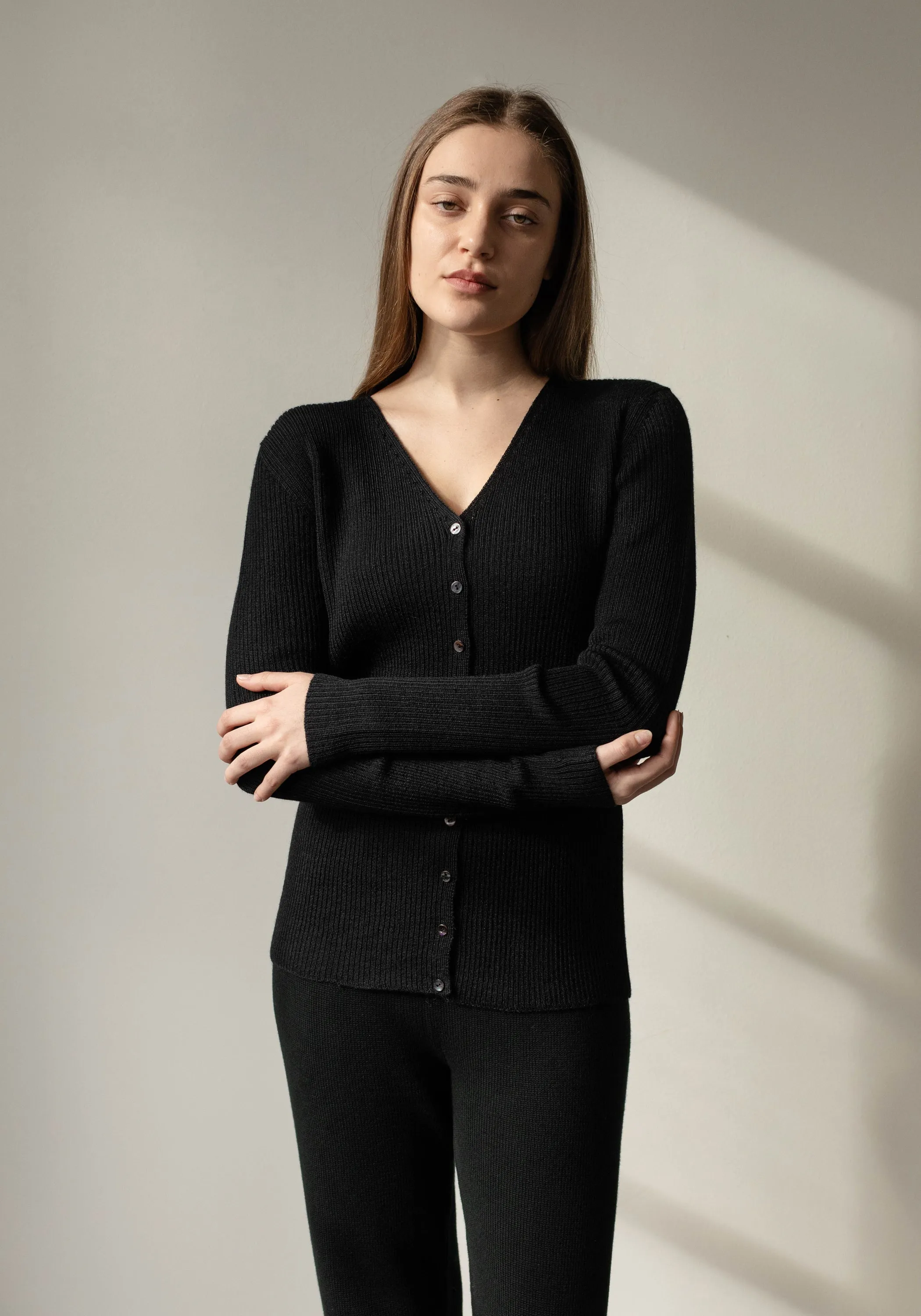 Rib Cardigan Black sold by First Rite product image thumbnail 4