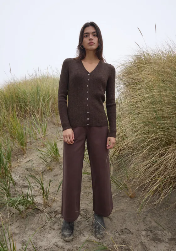 Rib Cardigan Walnut made by First Rite
