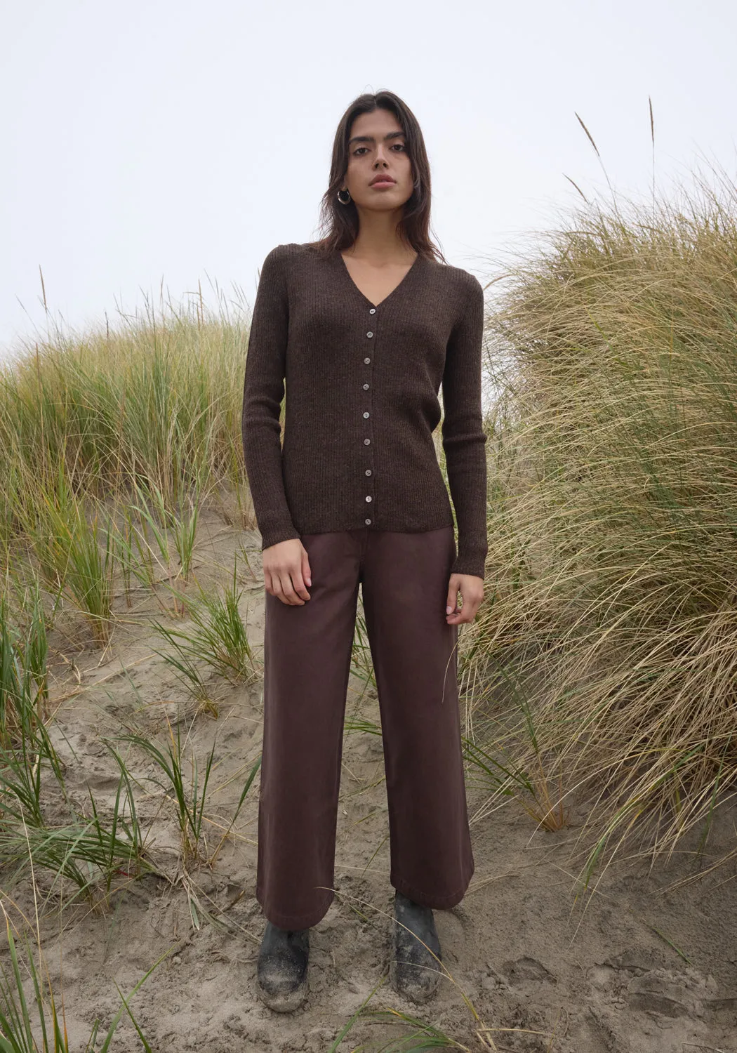 Rib Cardigan Walnut sold by First Rite