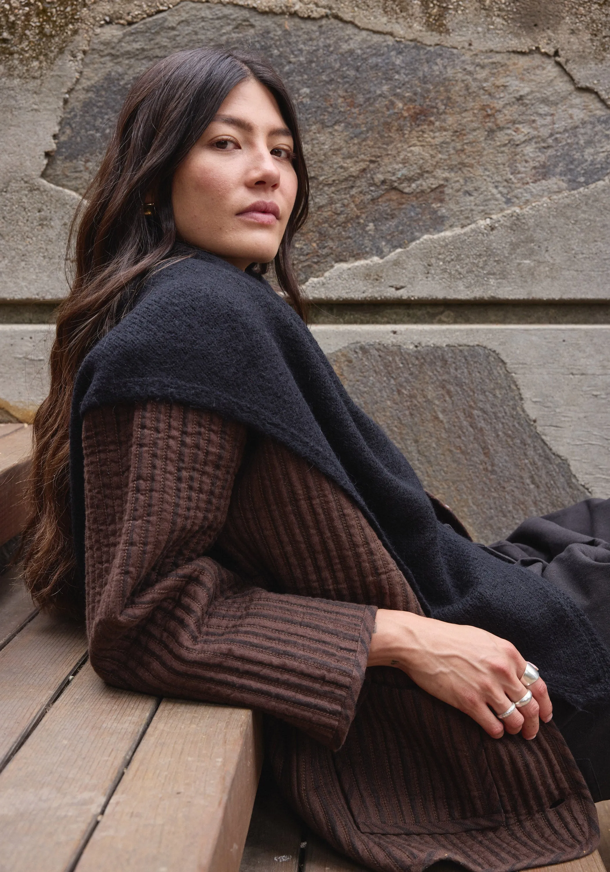 Felted Shawl Scarf Black sold by First Rite product image thumbnail 3