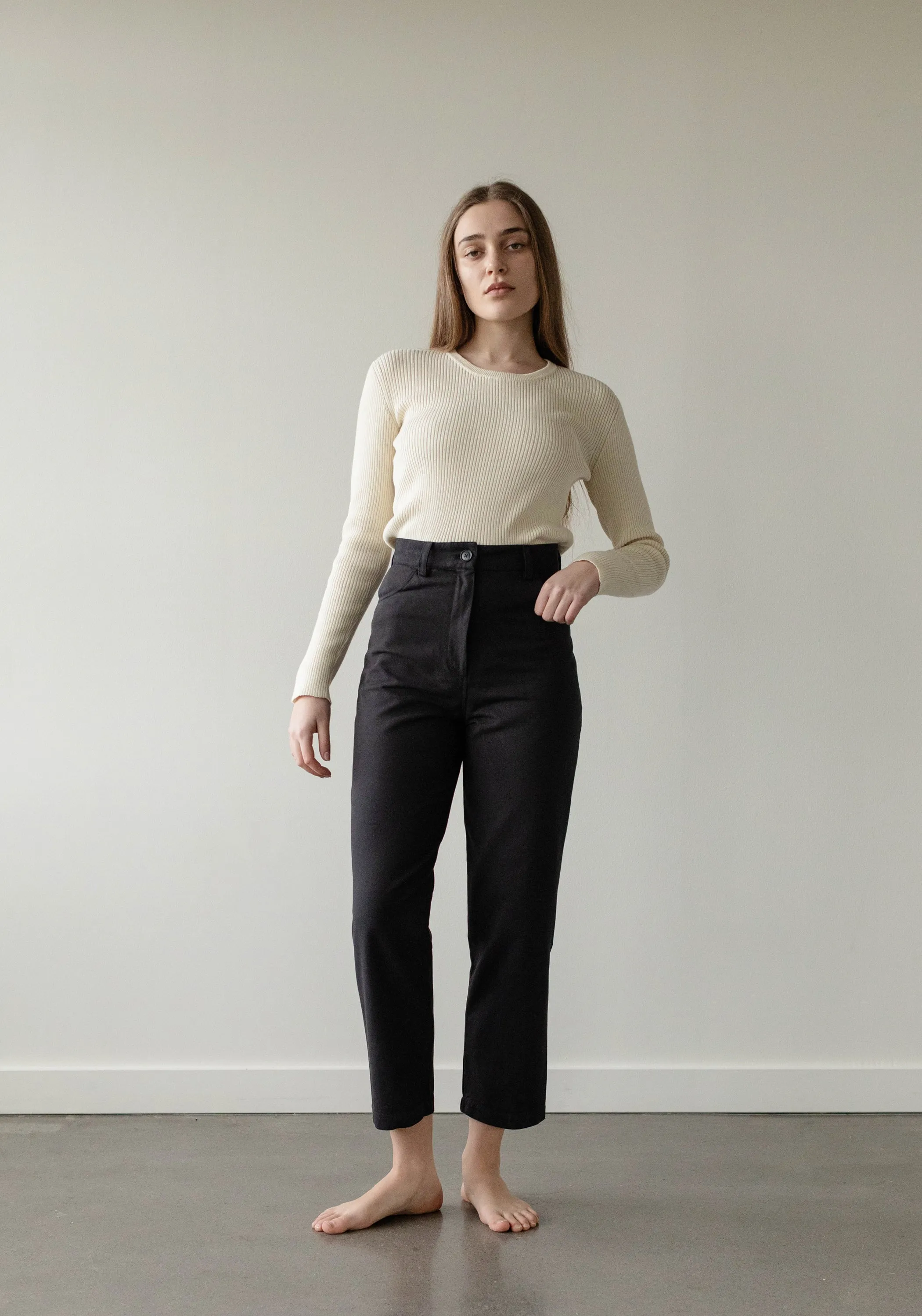 Narrow Trouser Black Brushed Twill sold by First Rite