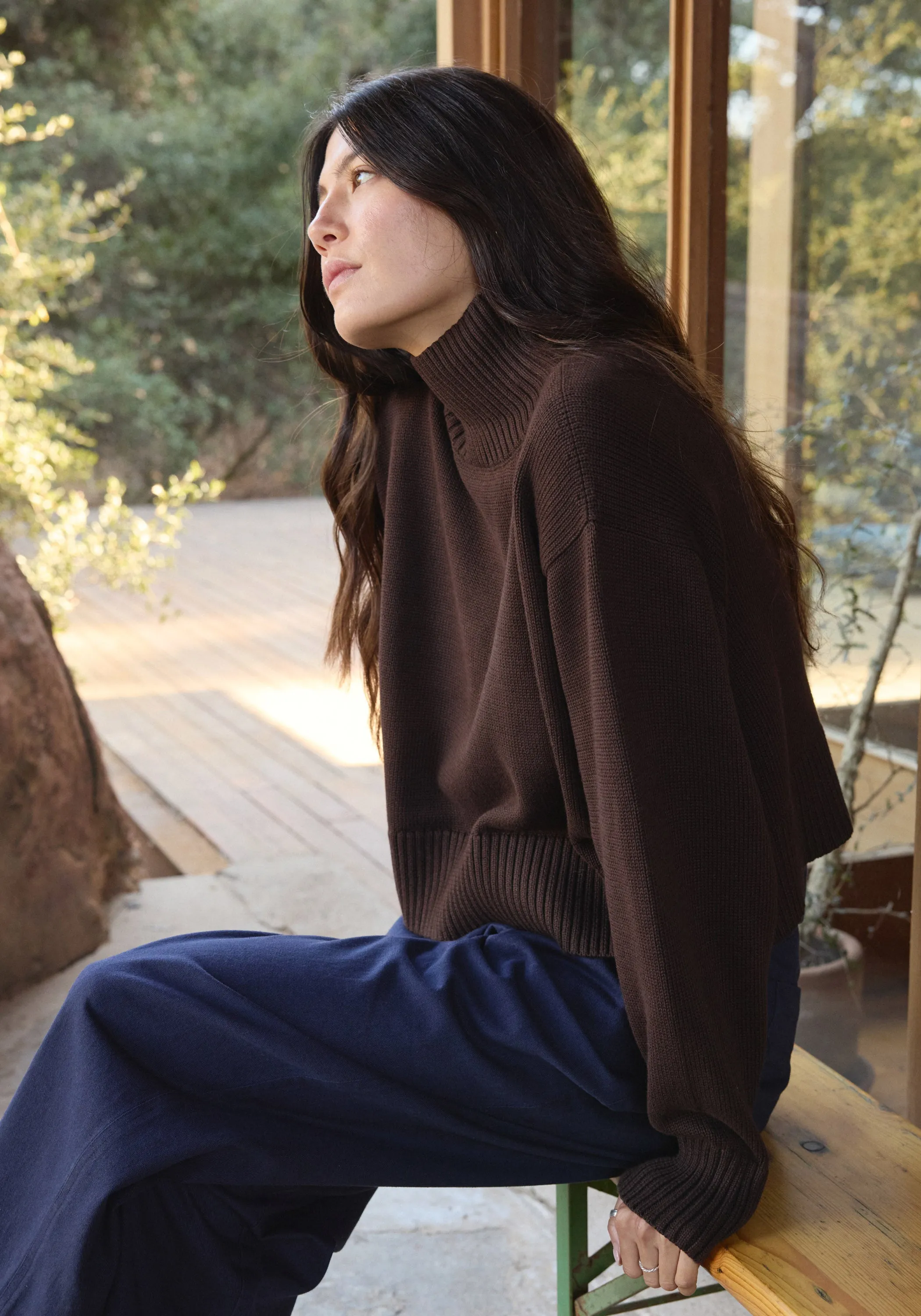 Crop Turtleneck Walnut sold by First Rite