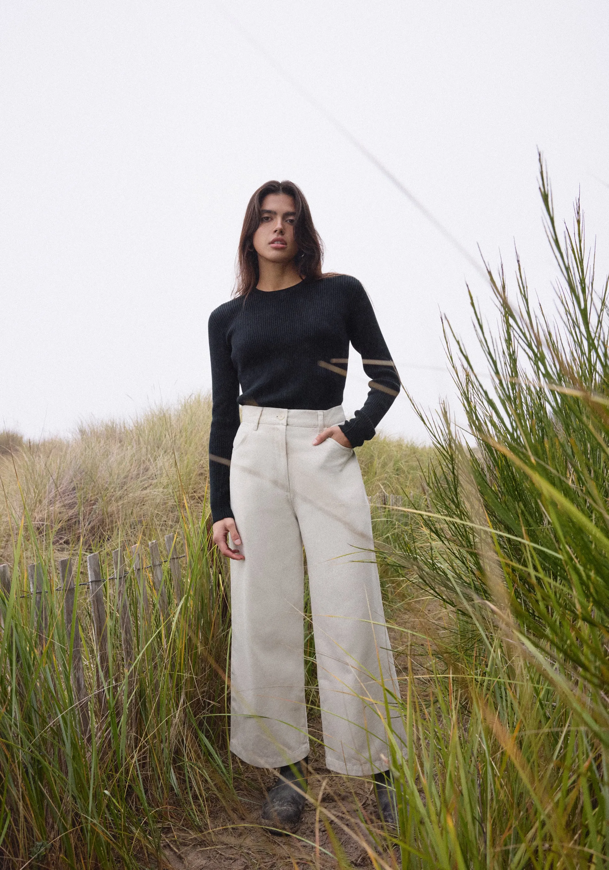 Wide Trouser Stone Brushed Twill sold by First Rite